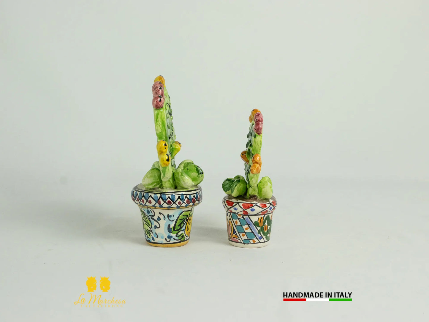 Pianta fichi dindia in ceramica di caltagirone decorato a mano fico dindia piantina-2