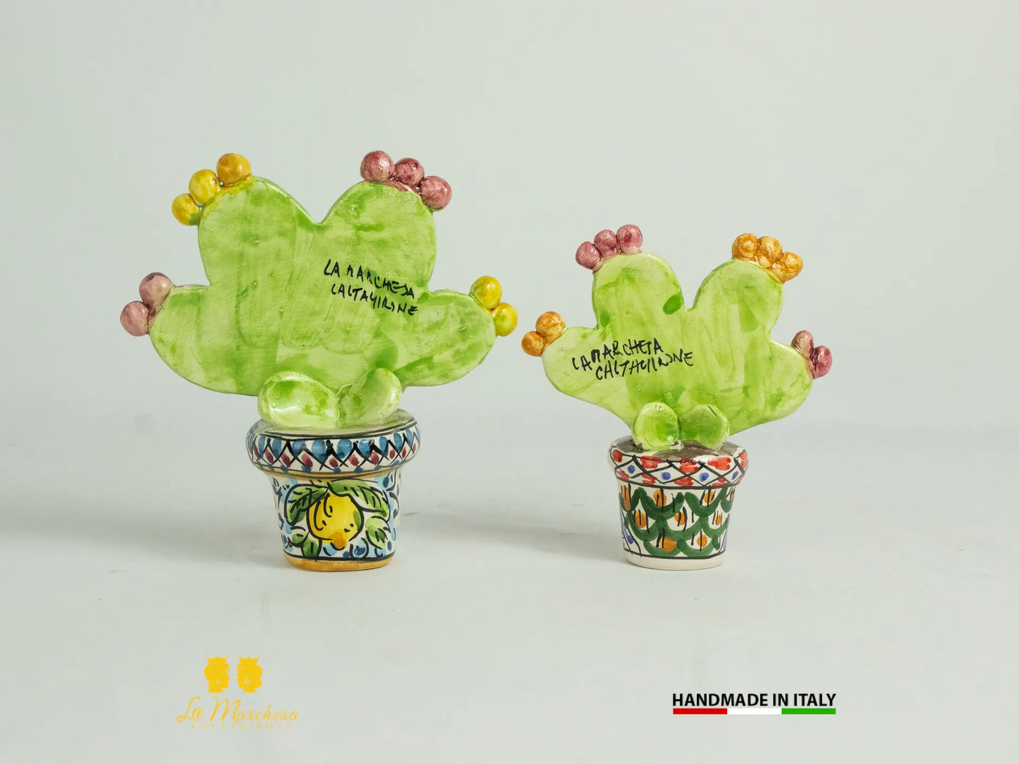 Pianta fichi dindia in ceramica di caltagirone decorato a mano fico dindia piantina-3