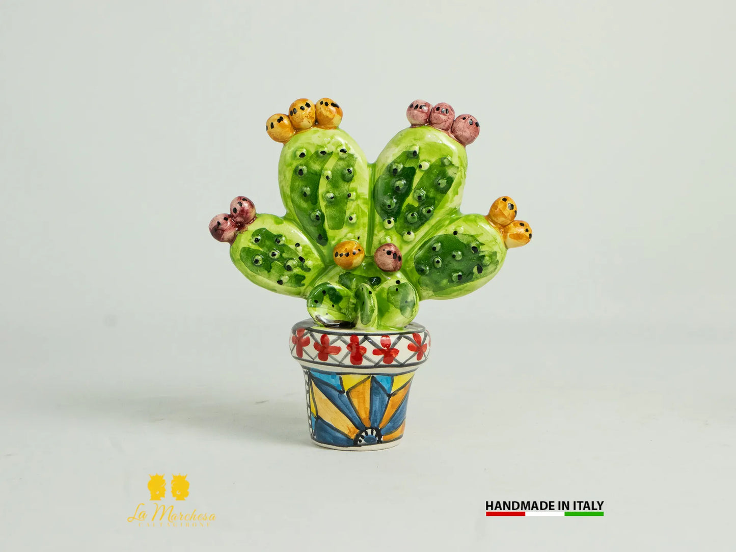 Pianta fichi dindia in ceramica di caltagirone decorato a mano fico dindia piantina-4
