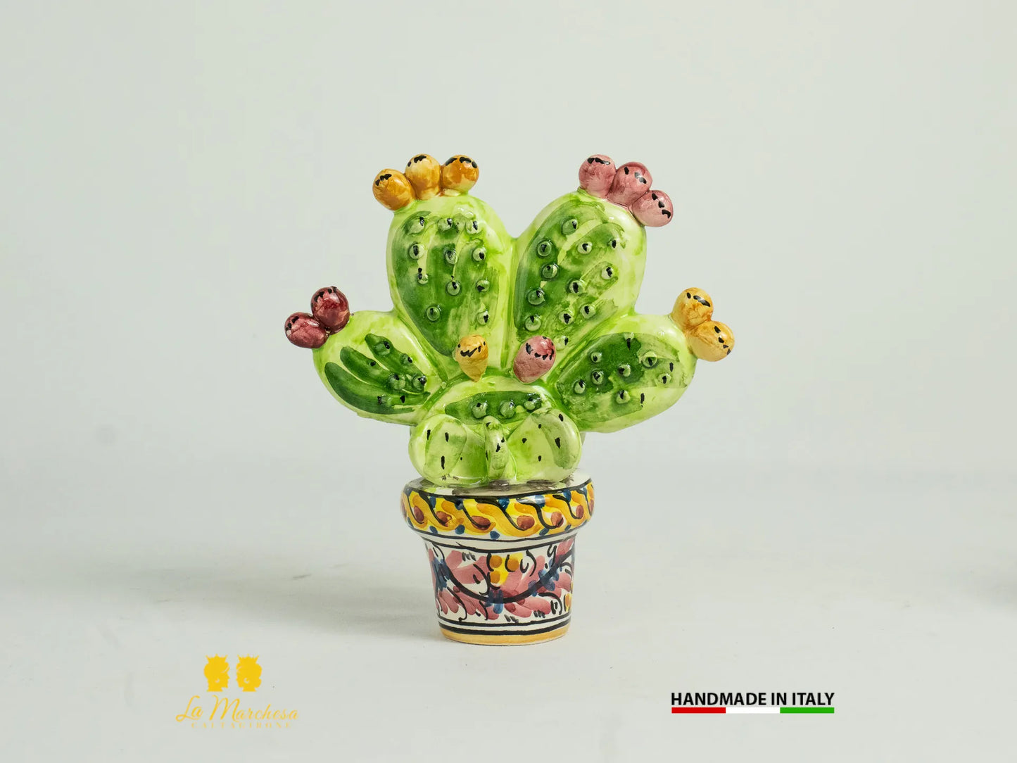 Pianta fichi dindia in ceramica di caltagirone decorato a mano fico dindia piantina-5