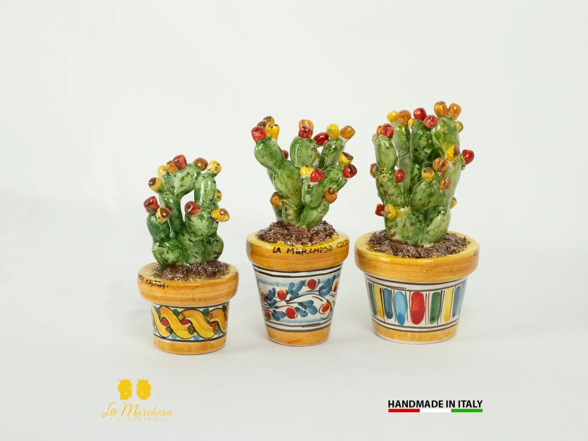Piantina Fichi dinida in ceramica di caltagirone formata decorata a mano-9