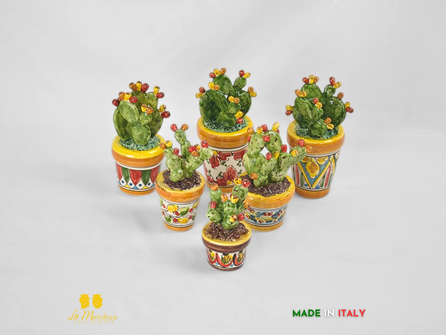 Piantina fichi d'india in Ceramica di Caltagirone - Vari Modelli