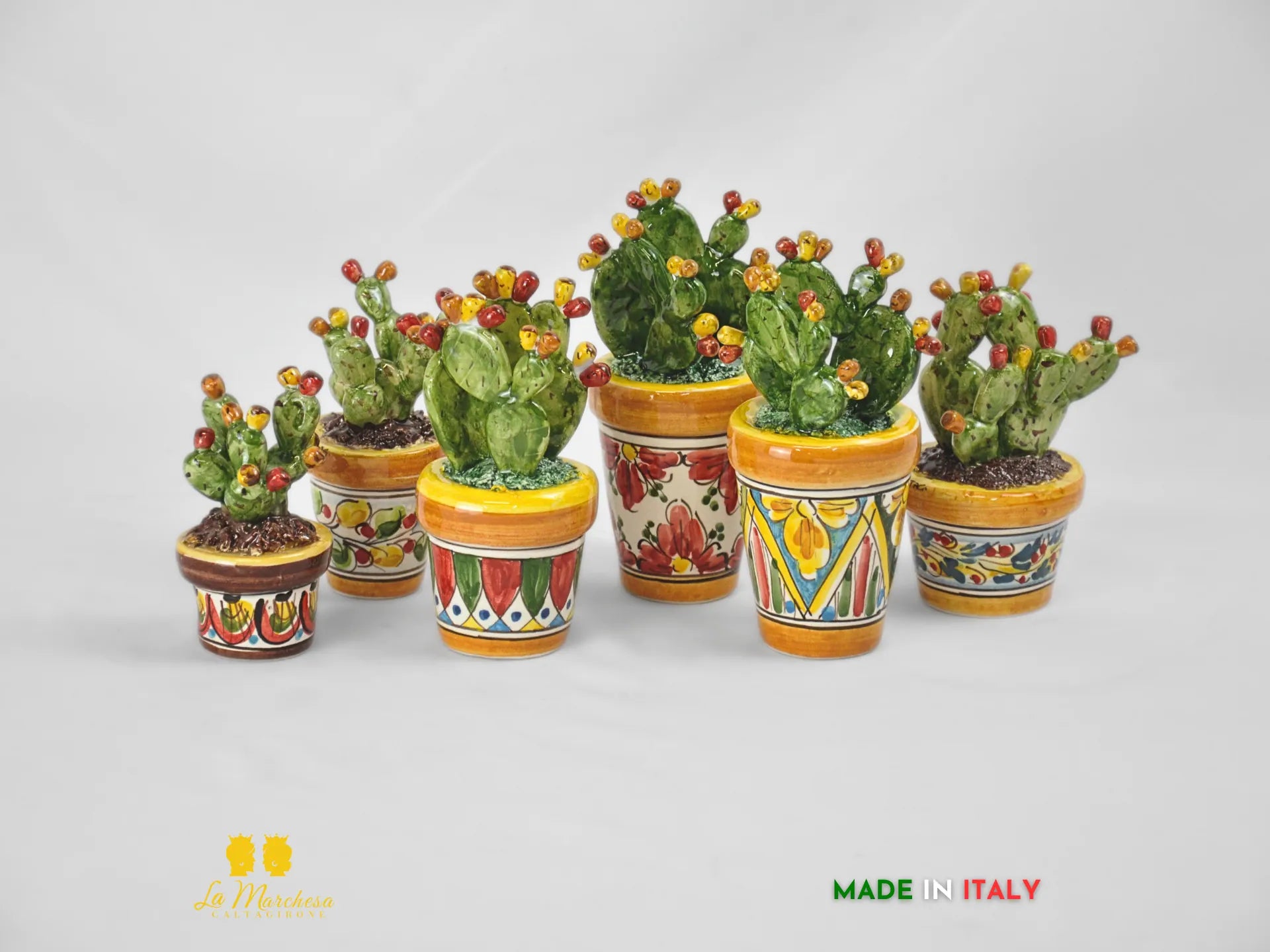 Piantina fichi d'india in Ceramica di Caltagirone - Vari Modelli