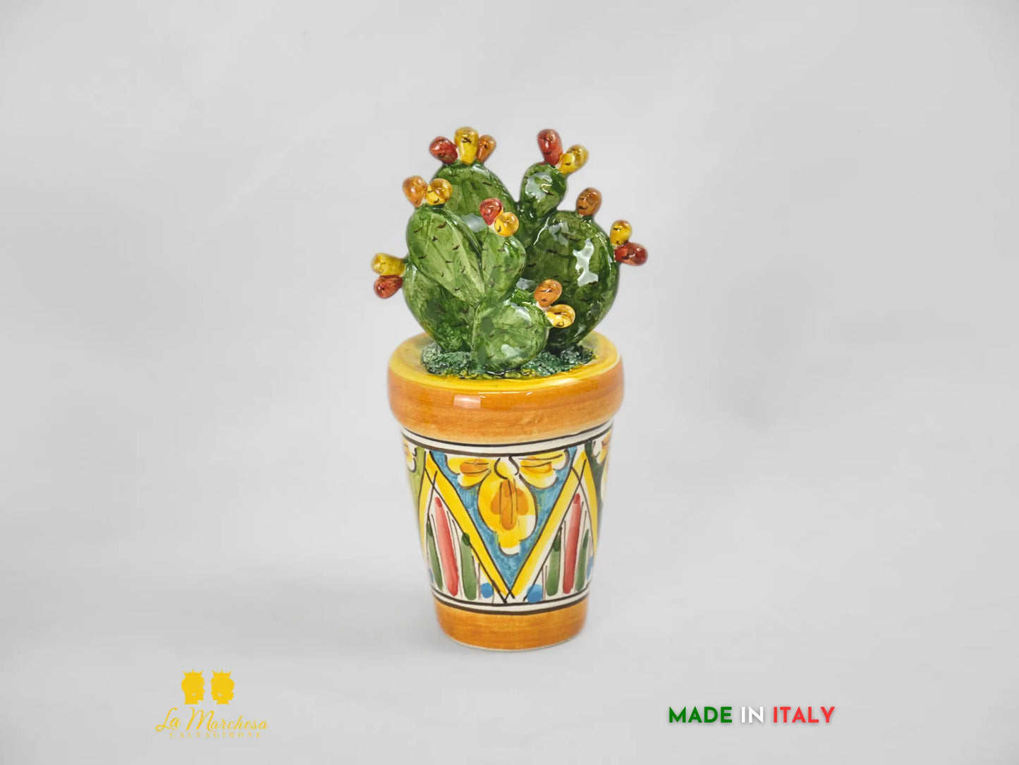 Piantina fichi d'india in Ceramica di Caltagirone - Vari Modelli