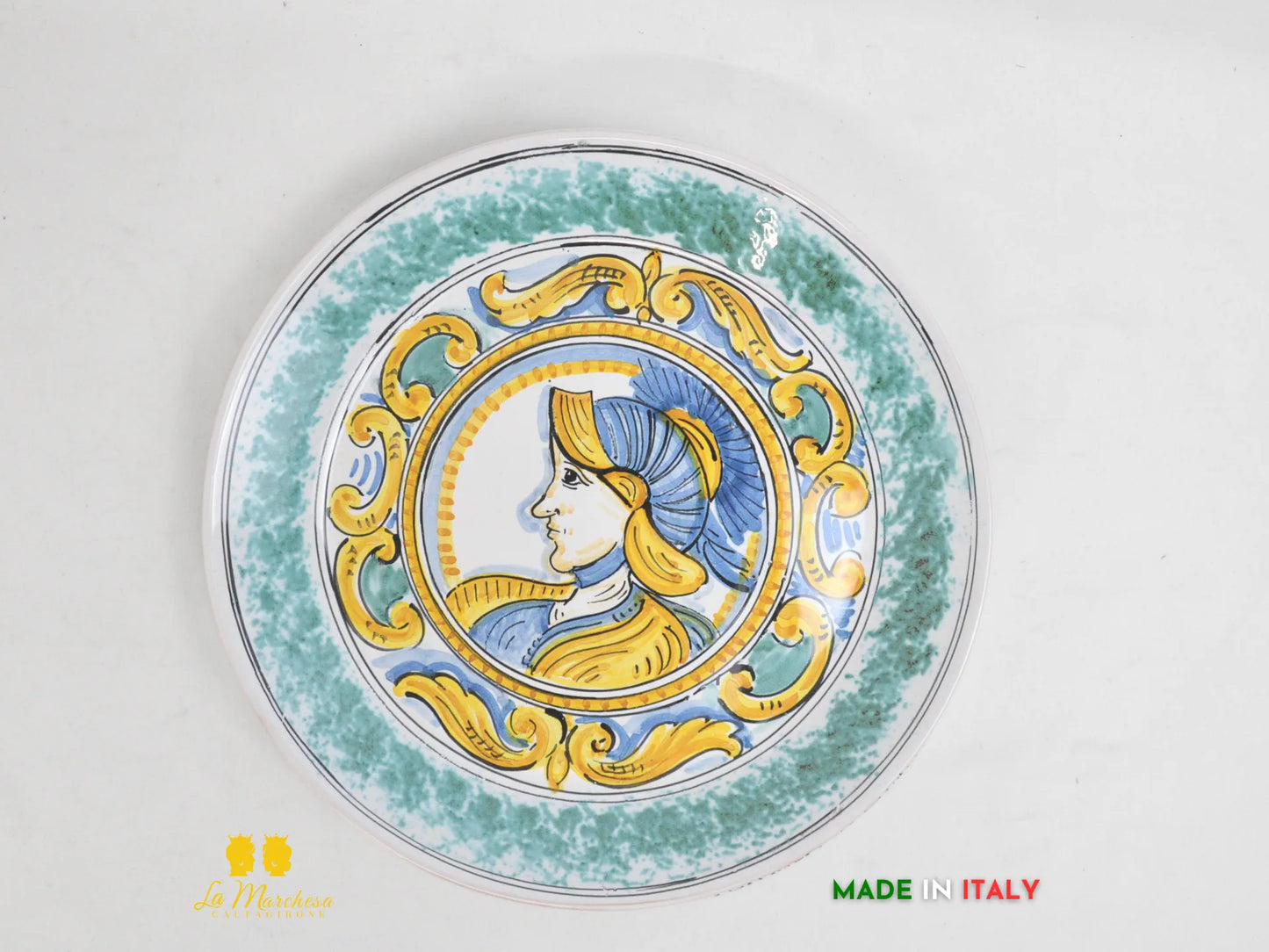 Piatto in Ceramica di Caltagirone decorato Fangotto disegni paladino