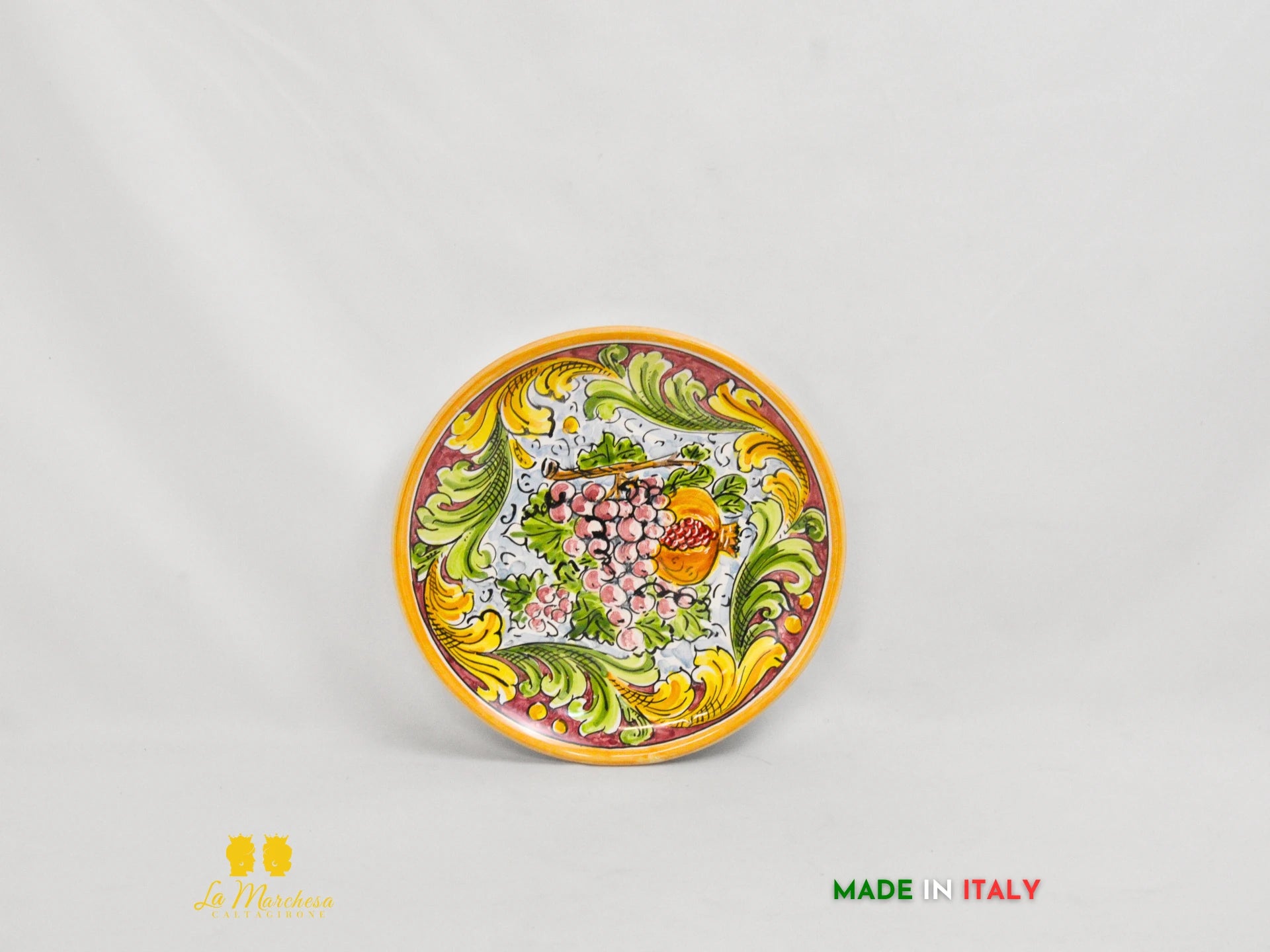 Piatto in Ceramica di Caltagirone rotondo Ornato Uva - Varie misure