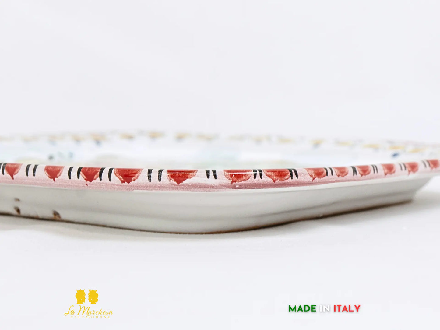 Piatto in ceramica di Caltagirone quadrato frutta decorato 19cm