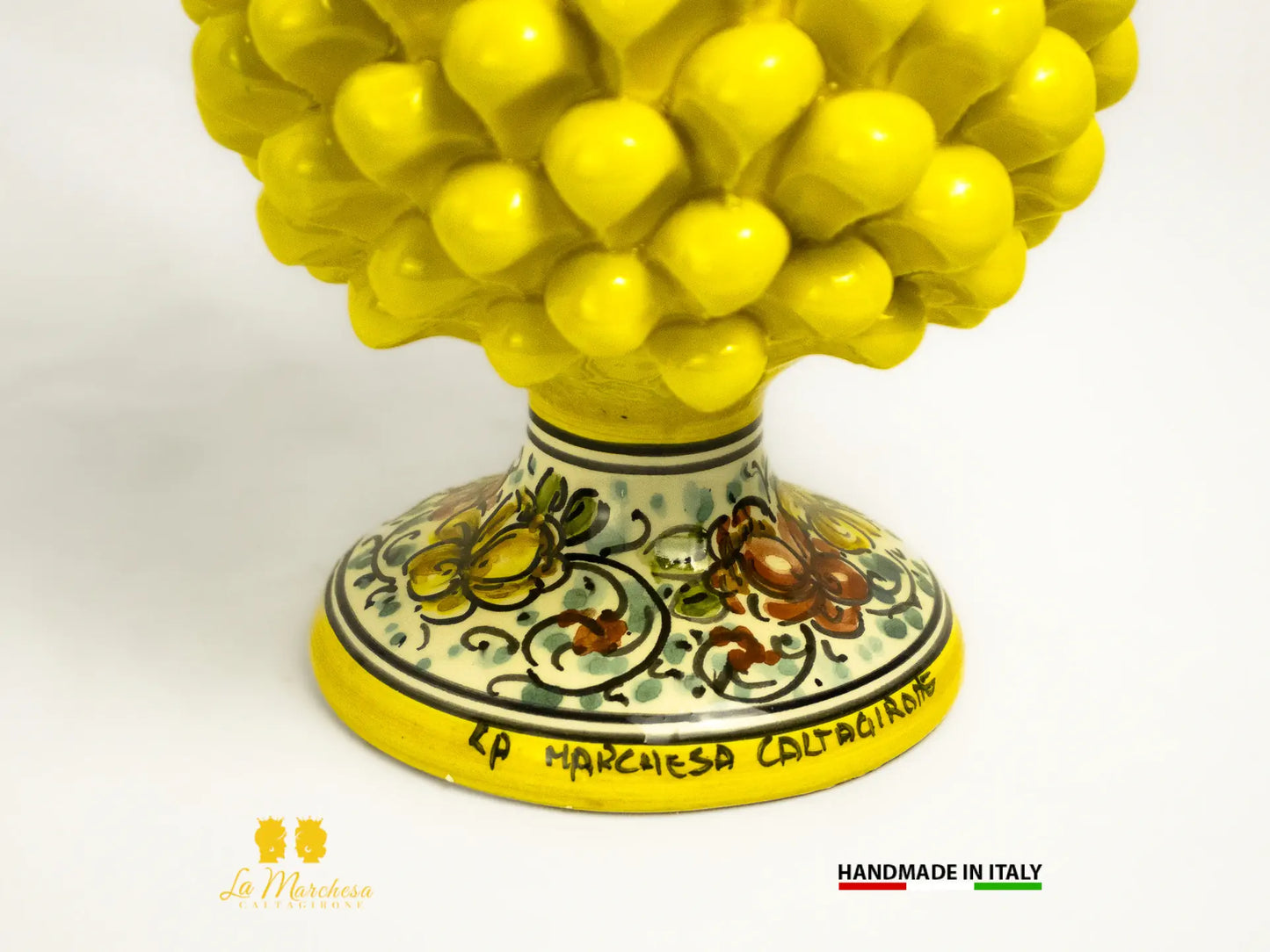 Pigna Artigianale in Ceramica di Caltagirone Giallo H26