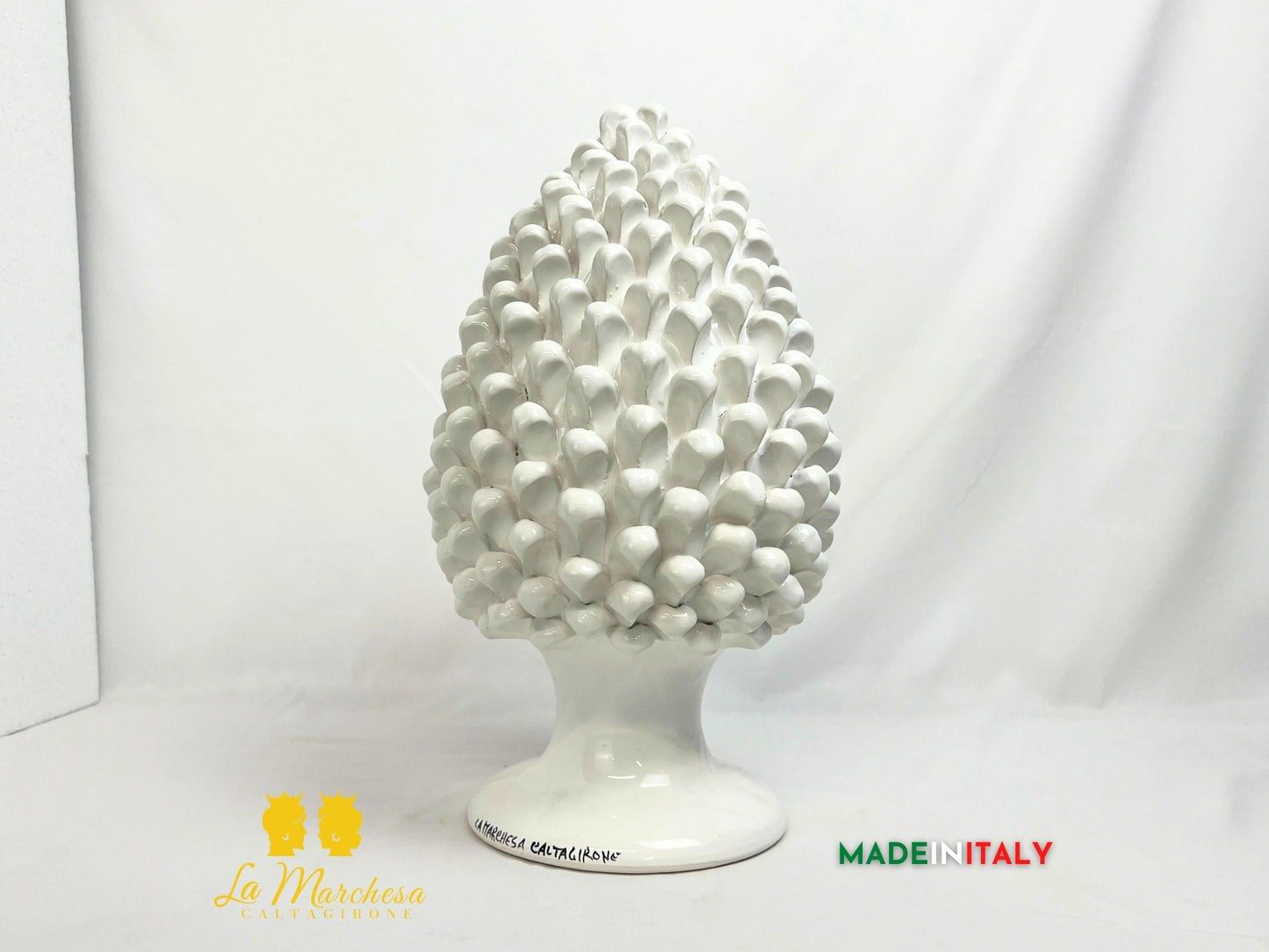 Pigna Siciliana in Ceramica di Caltagirone bianco monocolore - Varie misure