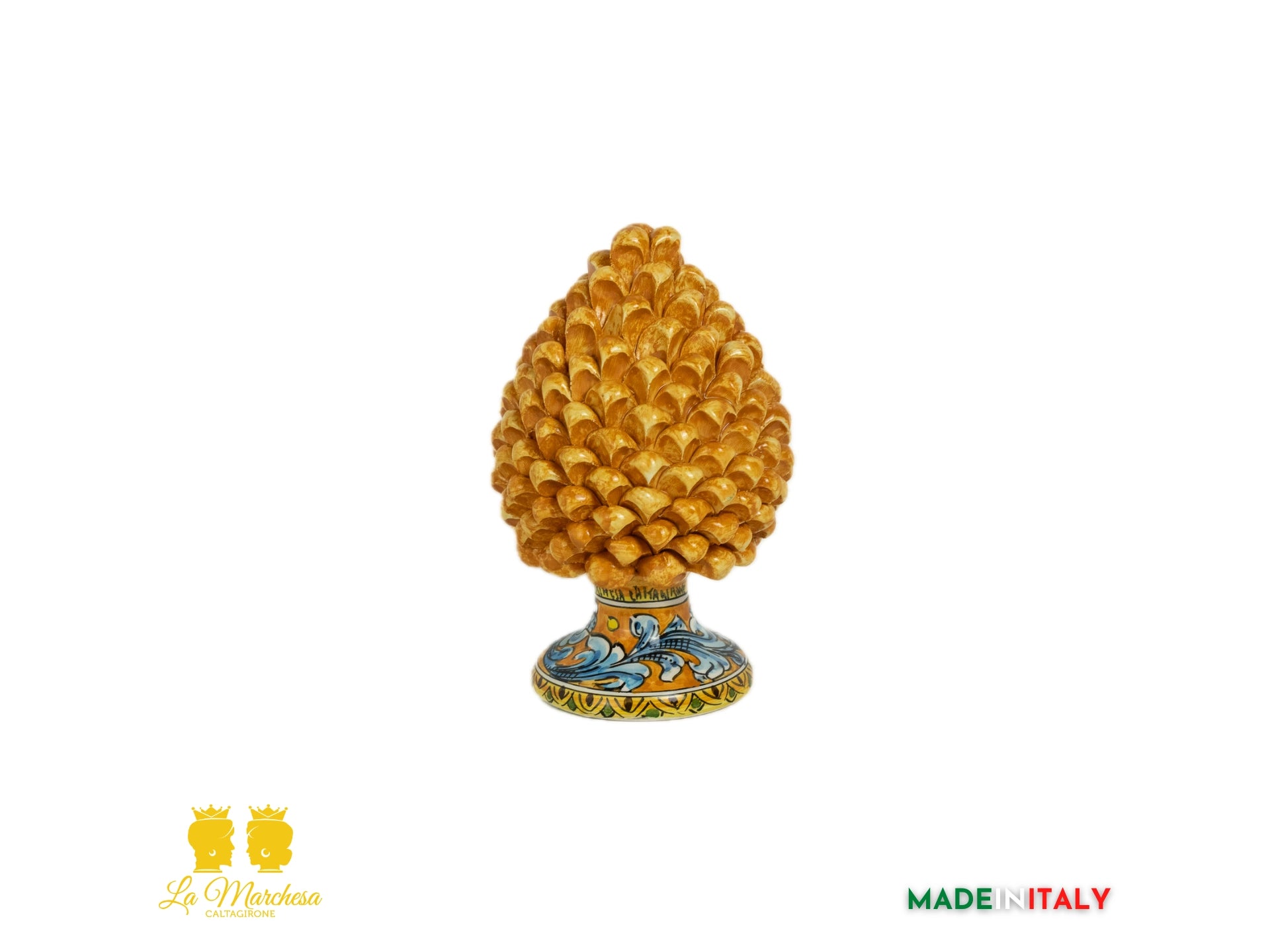 Pigna Siciliana Ceramica di Caltagirone Arancione ornato - Varie Misure