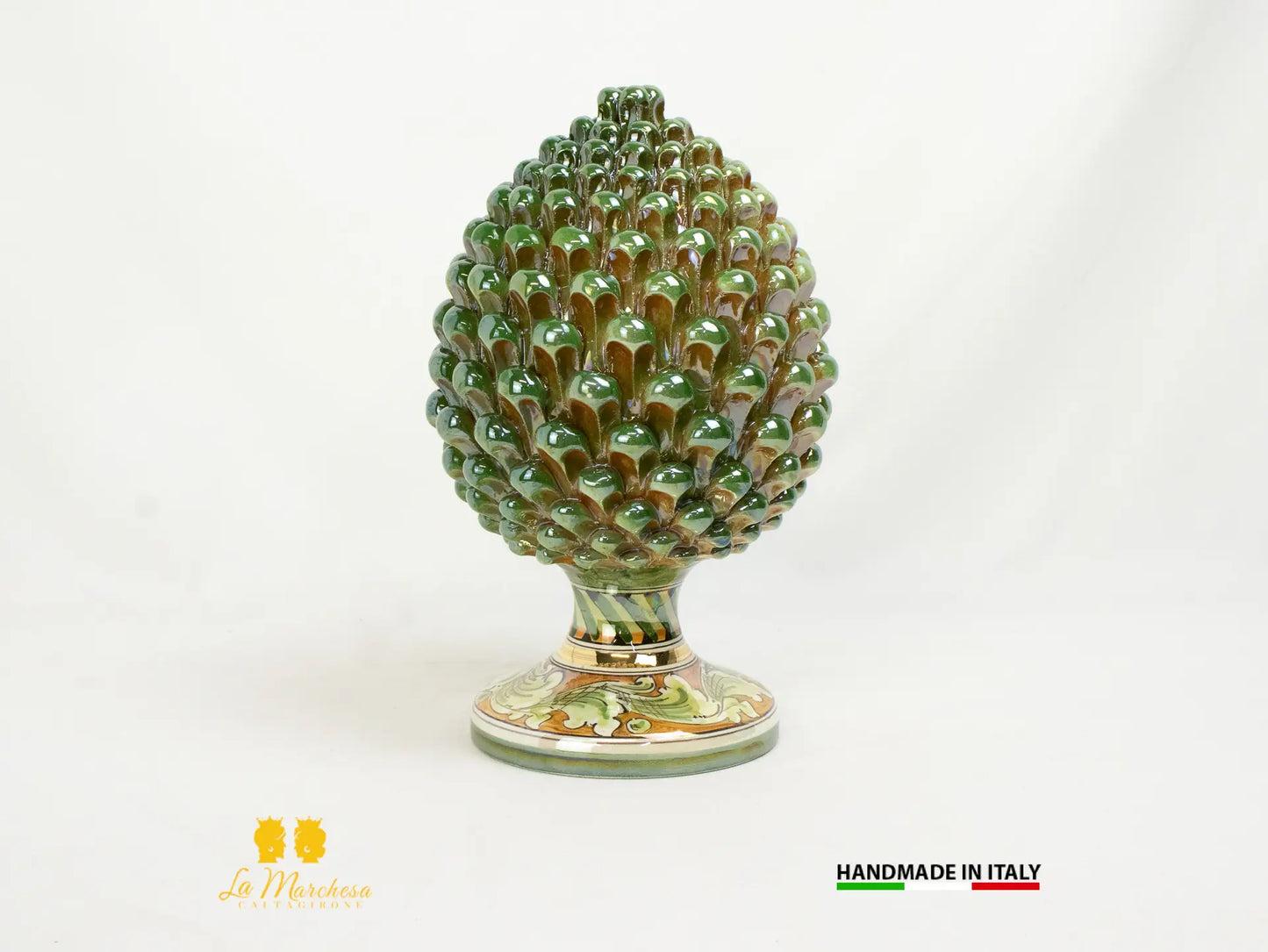 Pigna Siciliana in Ceramica di Caltagirone Artigianale Madreperla Linea Oro