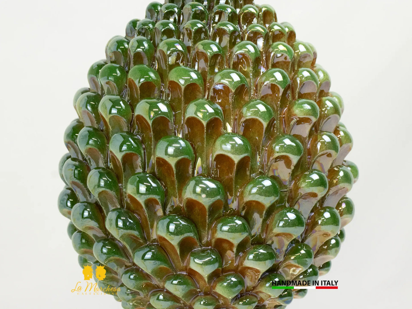 Pigna Siciliana in Ceramica di Caltagirone Artigianale Madreperla Linea Oro