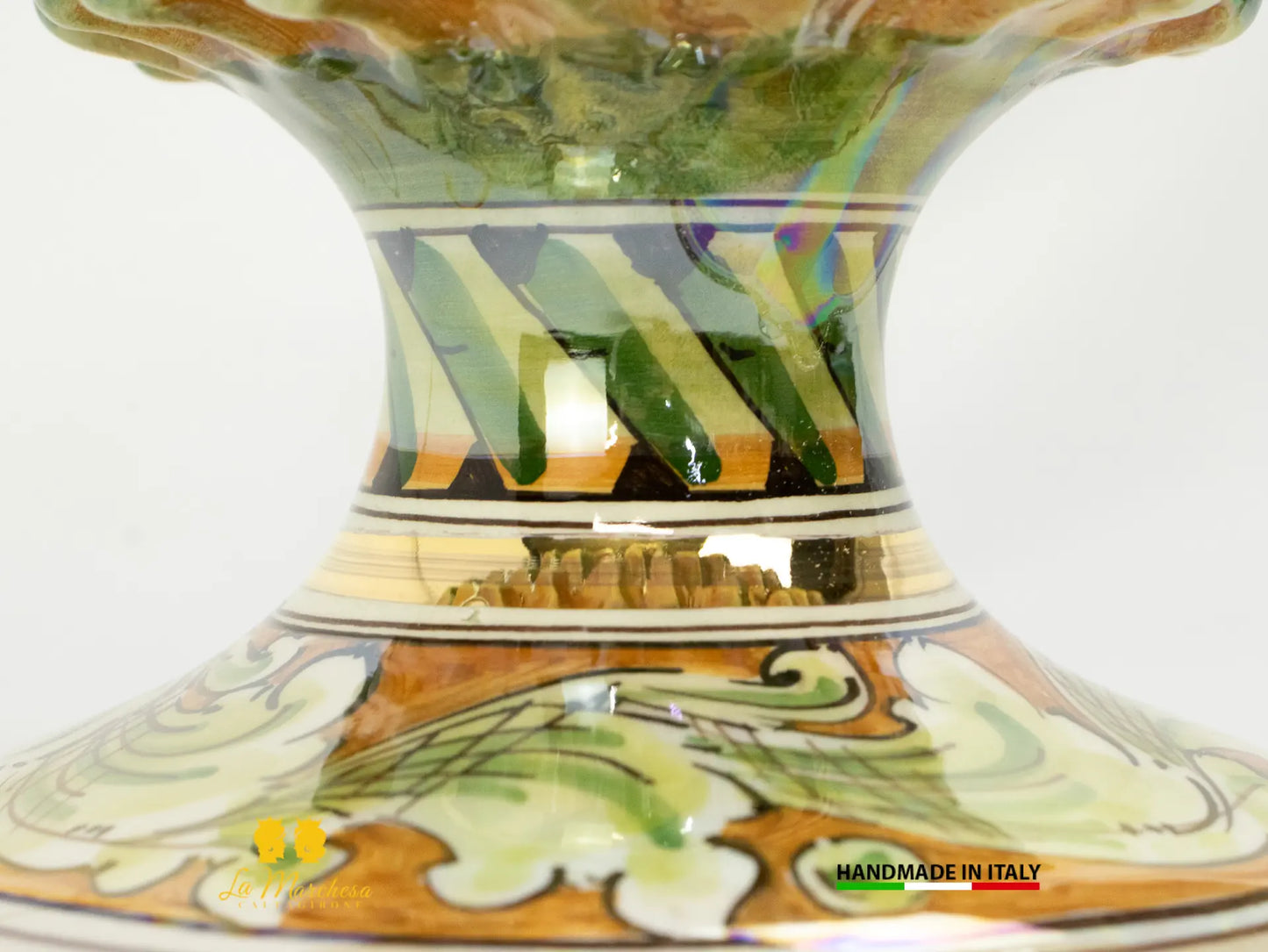 Pigna Siciliana in Ceramica di Caltagirone Artigianale Madreperla Linea Oro