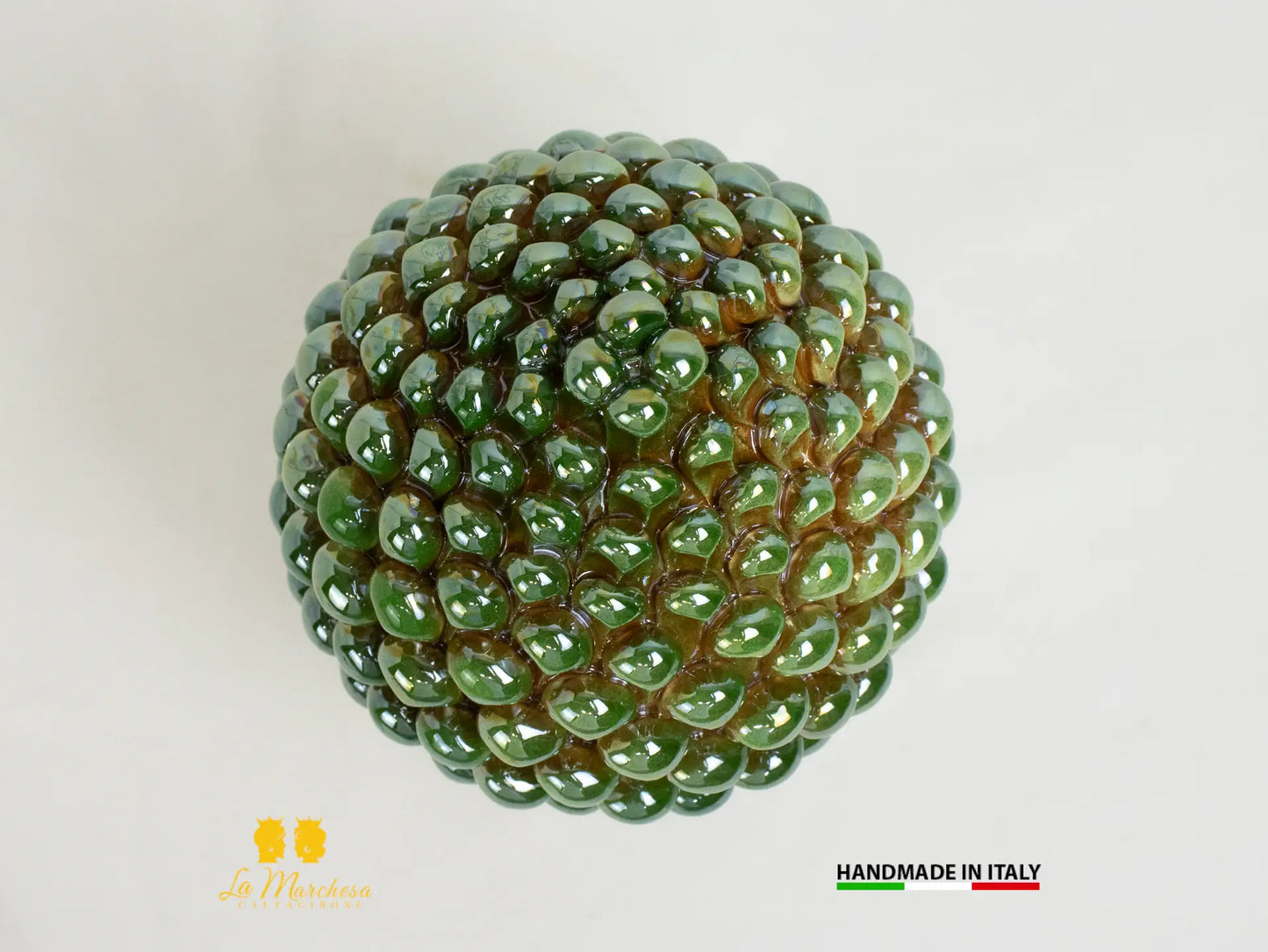 Pigna Siciliana in Ceramica di Caltagirone Artigianale Madreperla Linea Oro