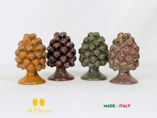 FINE SERIE - Pigna Siciliana Ceramica di Caltagirone Smalti schizzi 13cm - Vari Colori