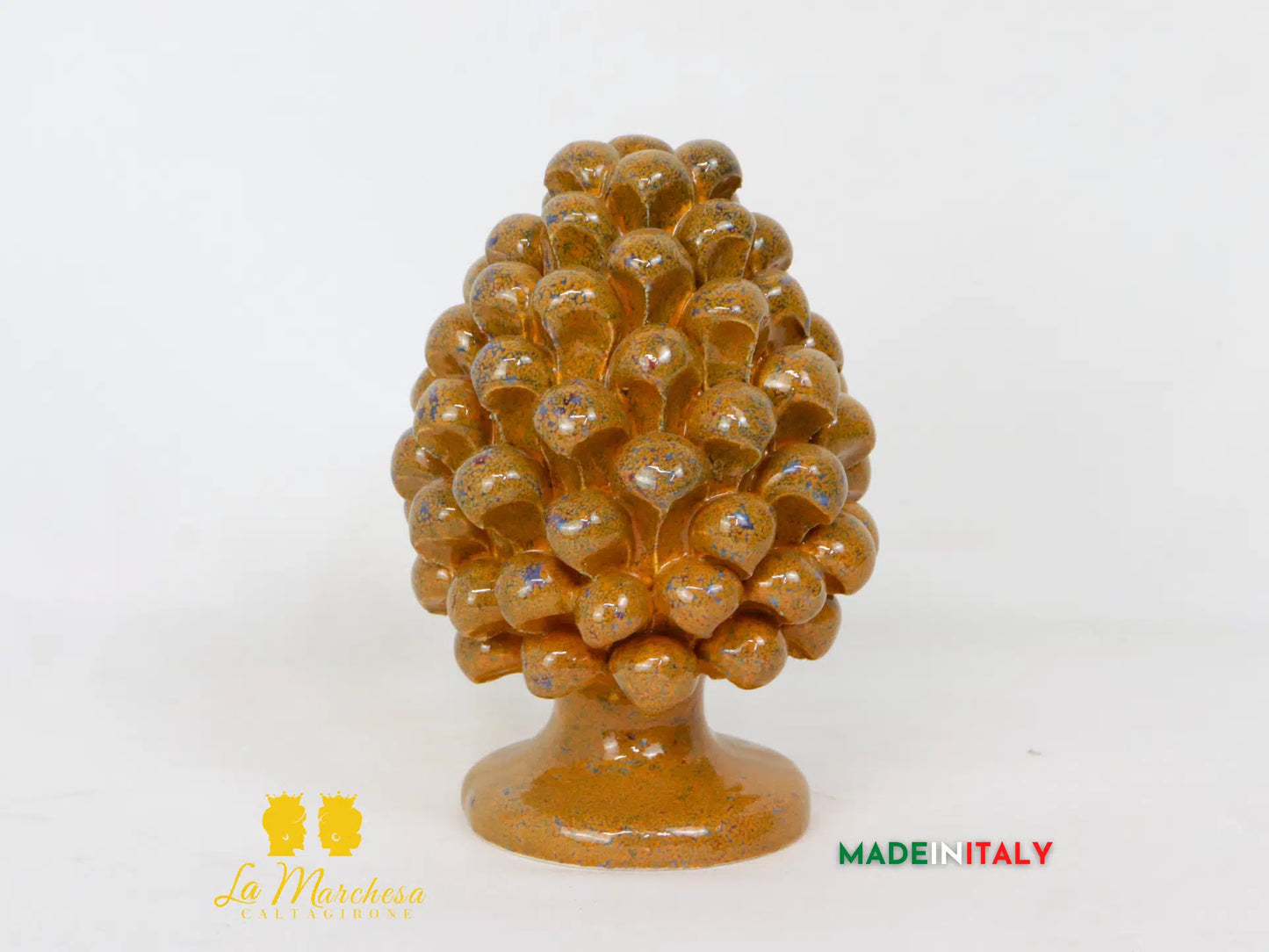 Pigna Siciliana Tondeggiante Schizzi in Ceramica di Caltagirone 17cm - Vari Colori