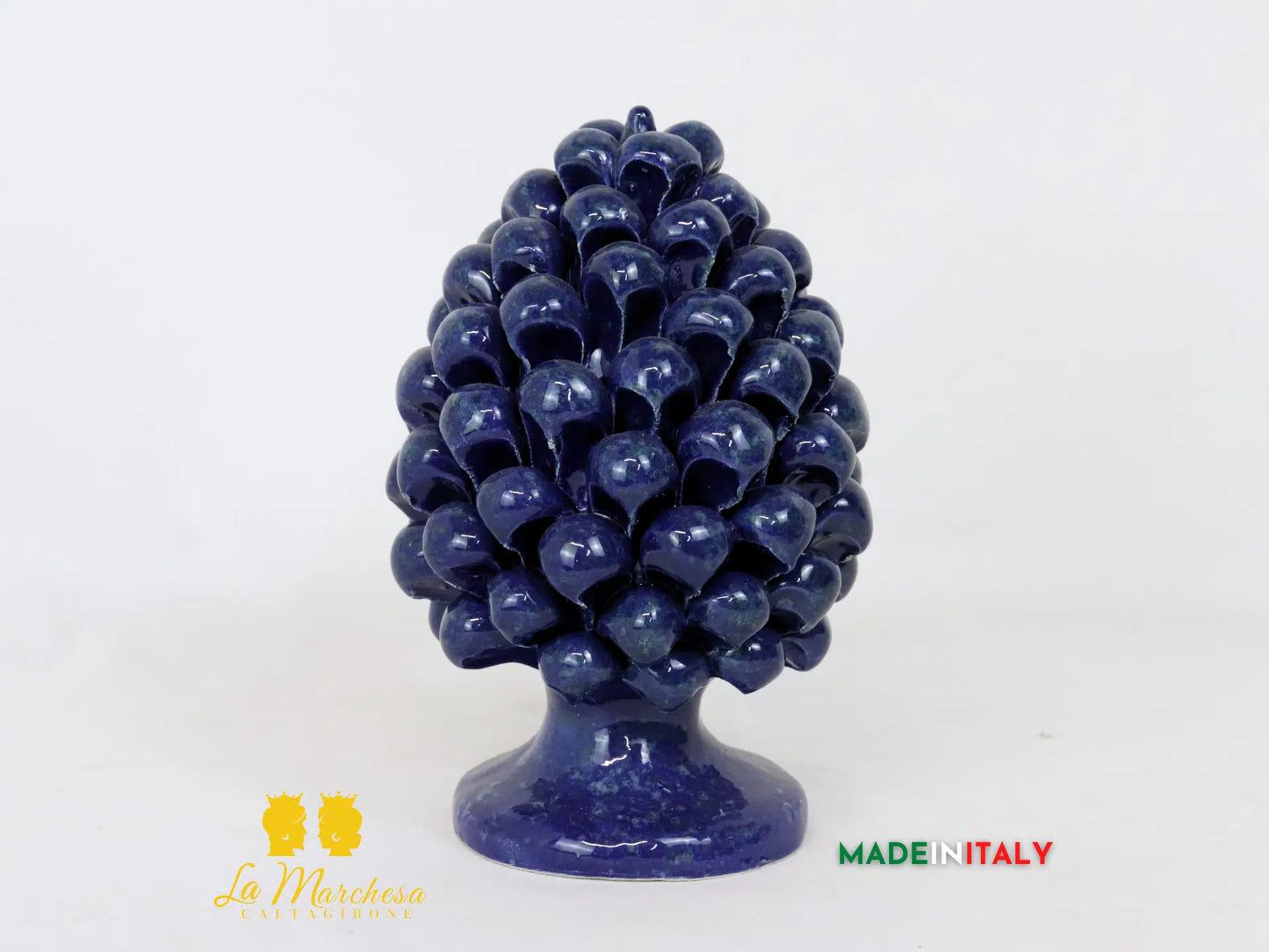 Pigna Siciliana Tondeggiante Schizzi in Ceramica di Caltagirone 17cm - Vari Colori