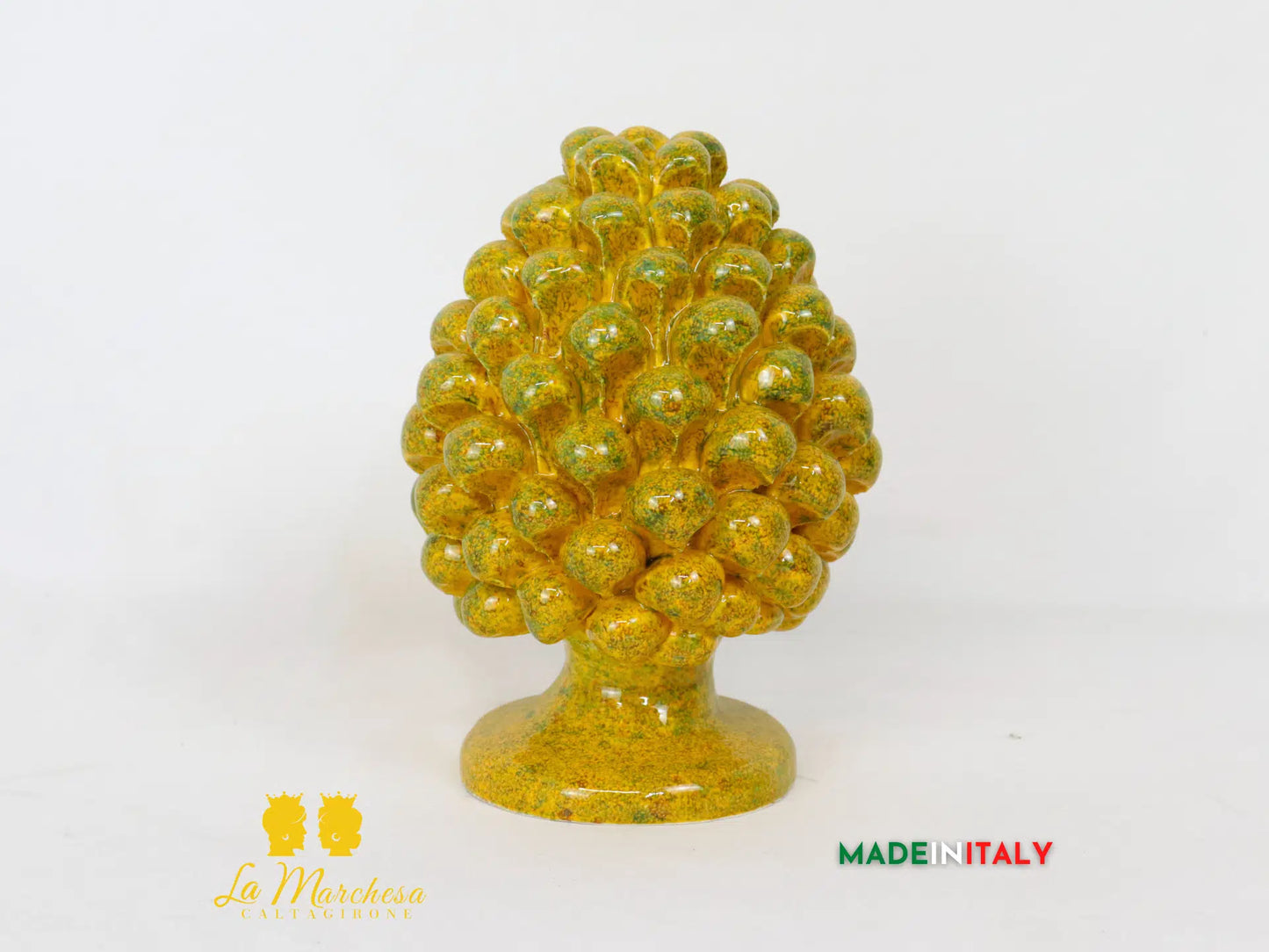 Pigna Siciliana Tondeggiante Schizzi in Ceramica di Caltagirone 17cm - Vari Colori