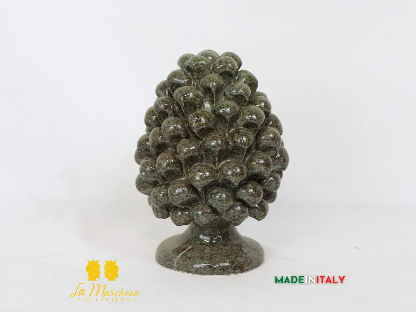 Pigna Siciliana Tondeggiante Schizzi in Ceramica di Caltagirone 17cm - Vari Colori