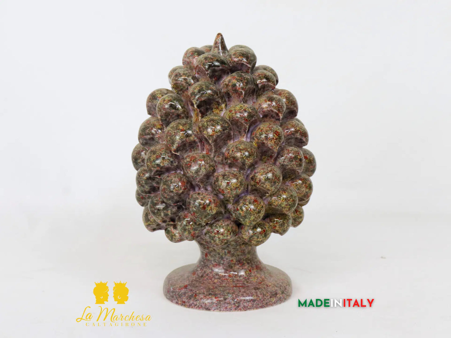 Pigna Siciliana Tondeggiante Schizzi in Ceramica di Caltagirone 17cm - Vari Colori