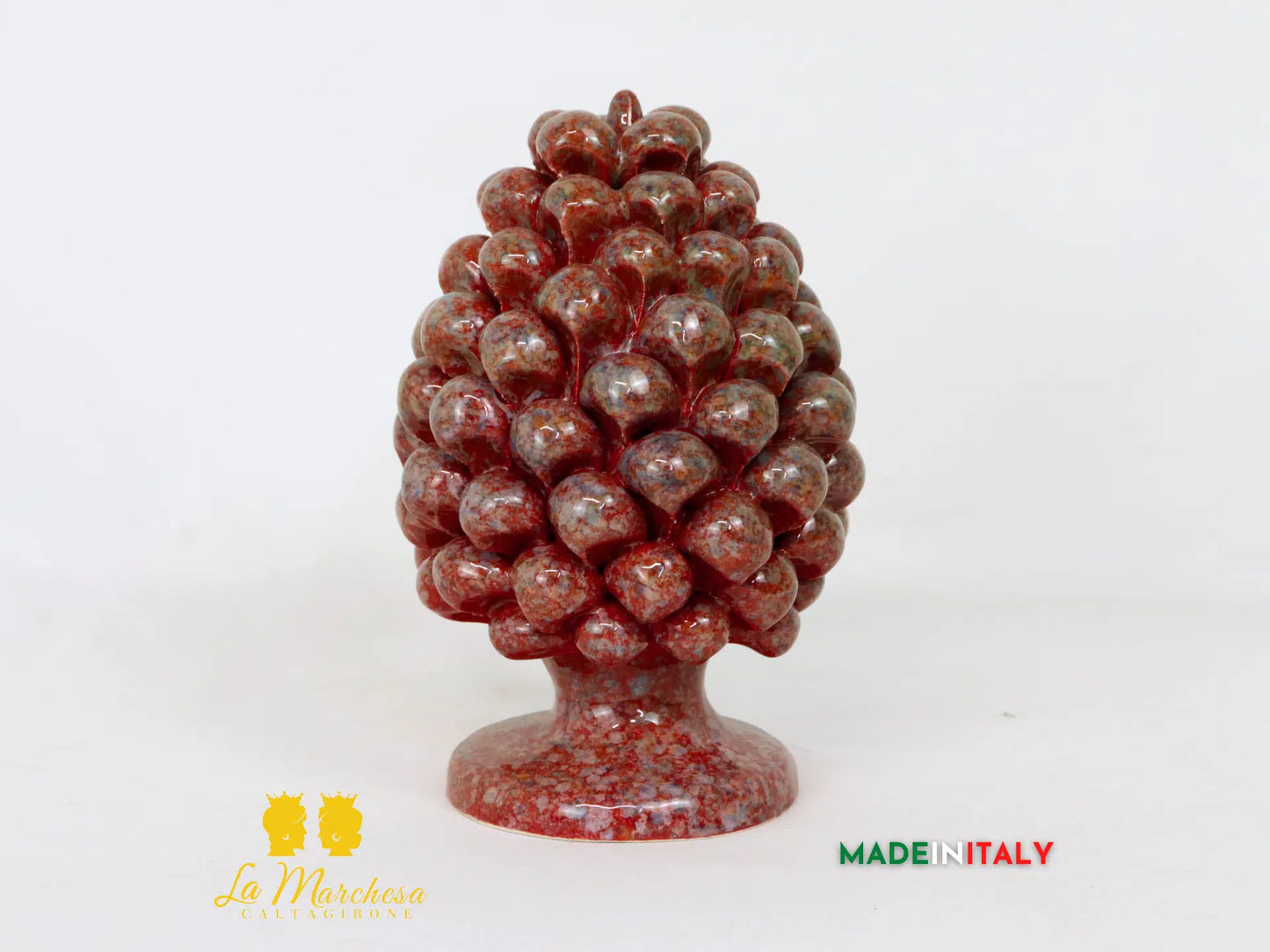 Pigna Siciliana Tondeggiante Schizzi in Ceramica di Caltagirone 17cm - Vari Colori