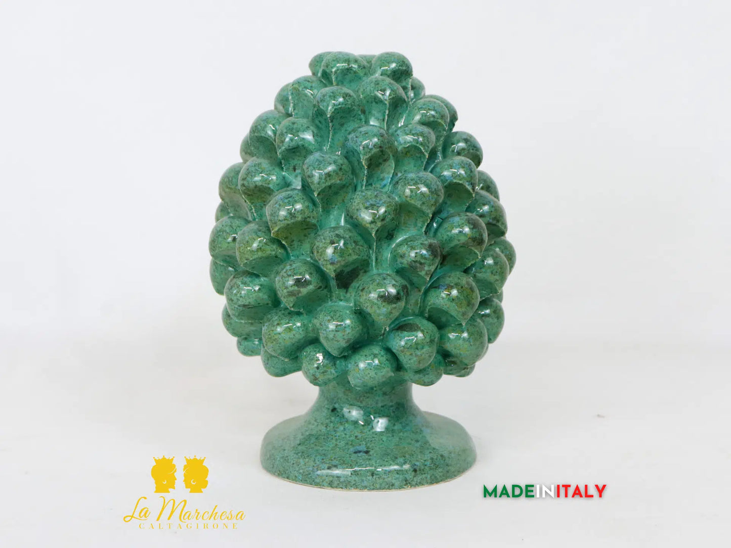 Pigna Siciliana Tondeggiante Schizzi in Ceramica di Caltagirone 17cm - Vari Colori