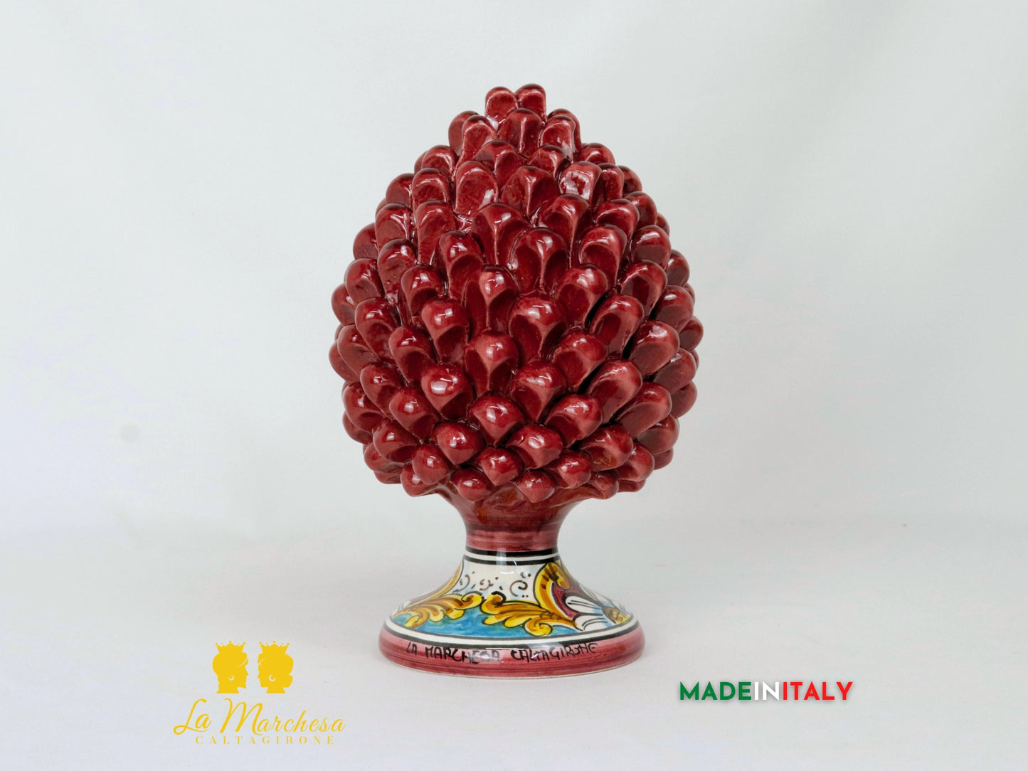 Pigna Siciliana Bordeaux in Ceramica di Caltagirone 25cm - Vari Decori