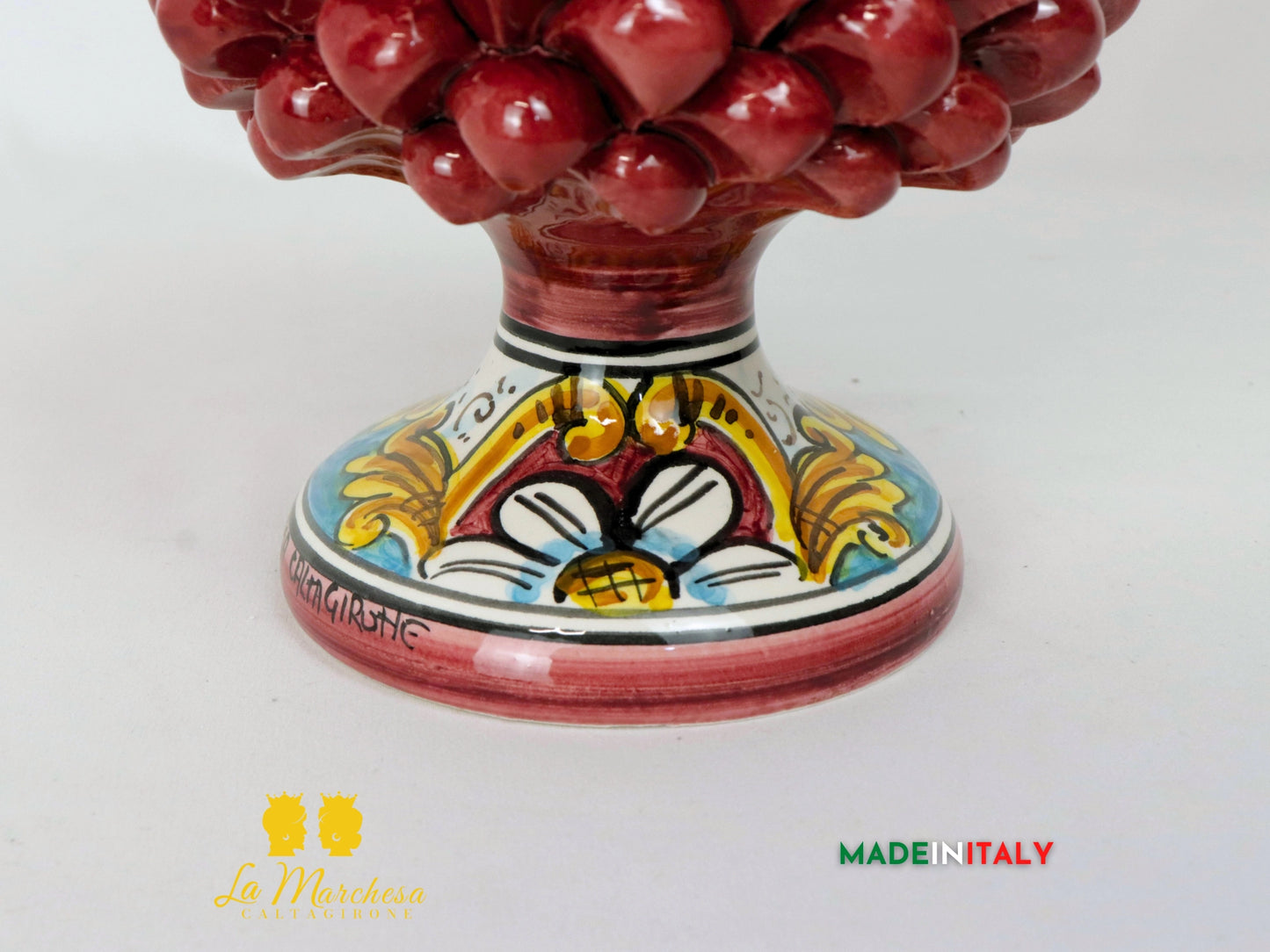 Pigna Siciliana Bordeaux in Ceramica di Caltagirone 25cm - Vari Decori