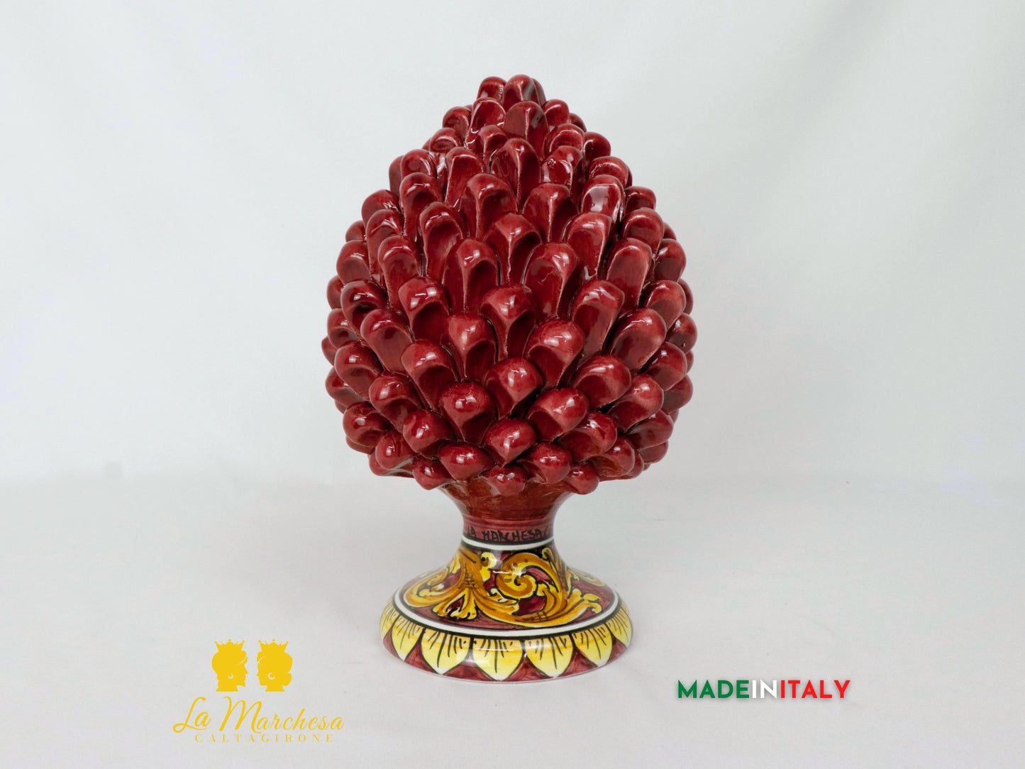 Pigna Siciliana Bordeaux in Ceramica di Caltagirone 25cm - Vari Decori