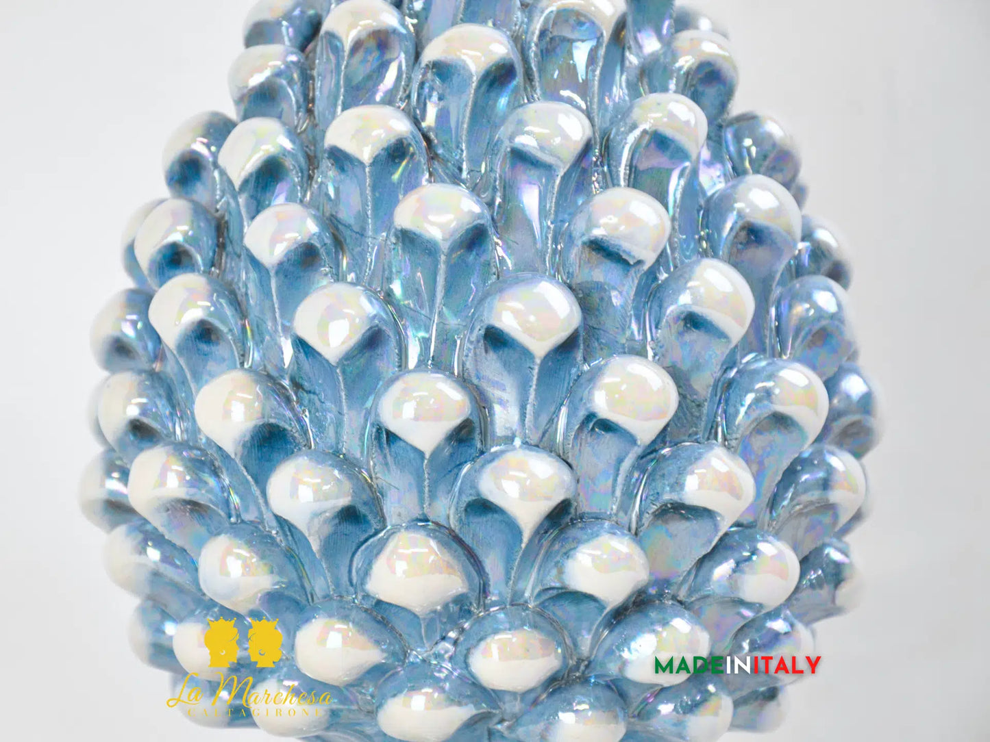 Pigna Ceramica di Caltagirone Celeste Madreperla - Varie Misure
