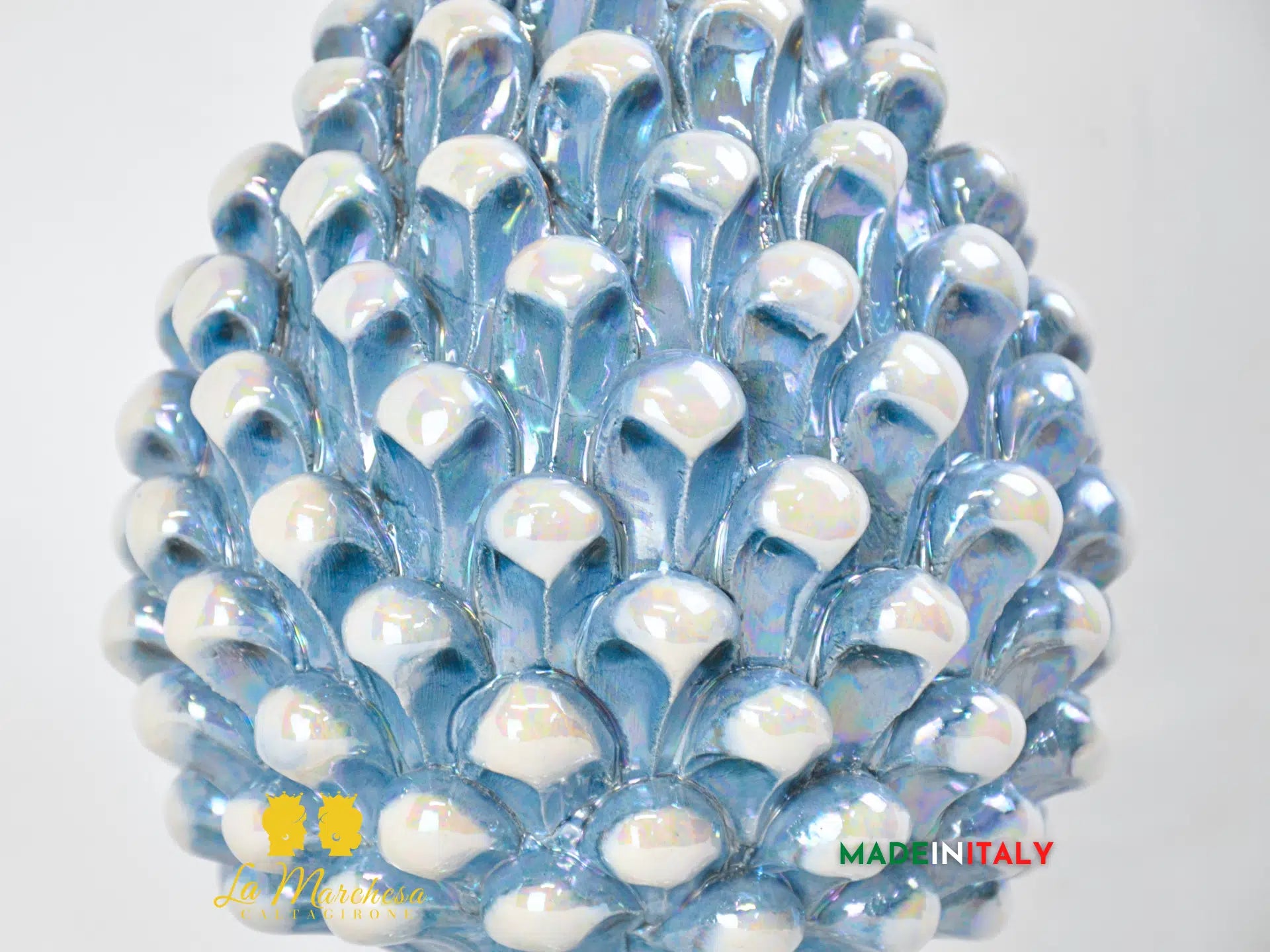 Pigna Ceramica di Caltagirone Celeste Madreperla - Varie Misure