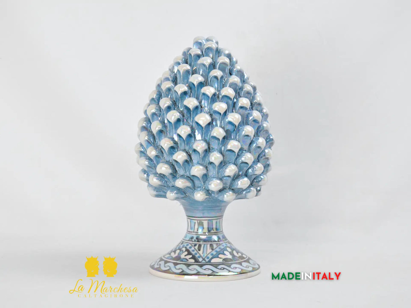 Pigna Ceramica di Caltagirone Celeste Madreperla - Varie Misure