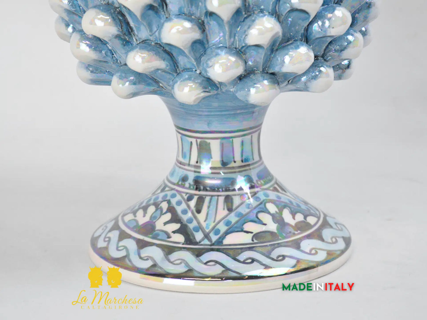 Pigna Ceramica di Caltagirone Celeste Madreperla - Varie Misure
