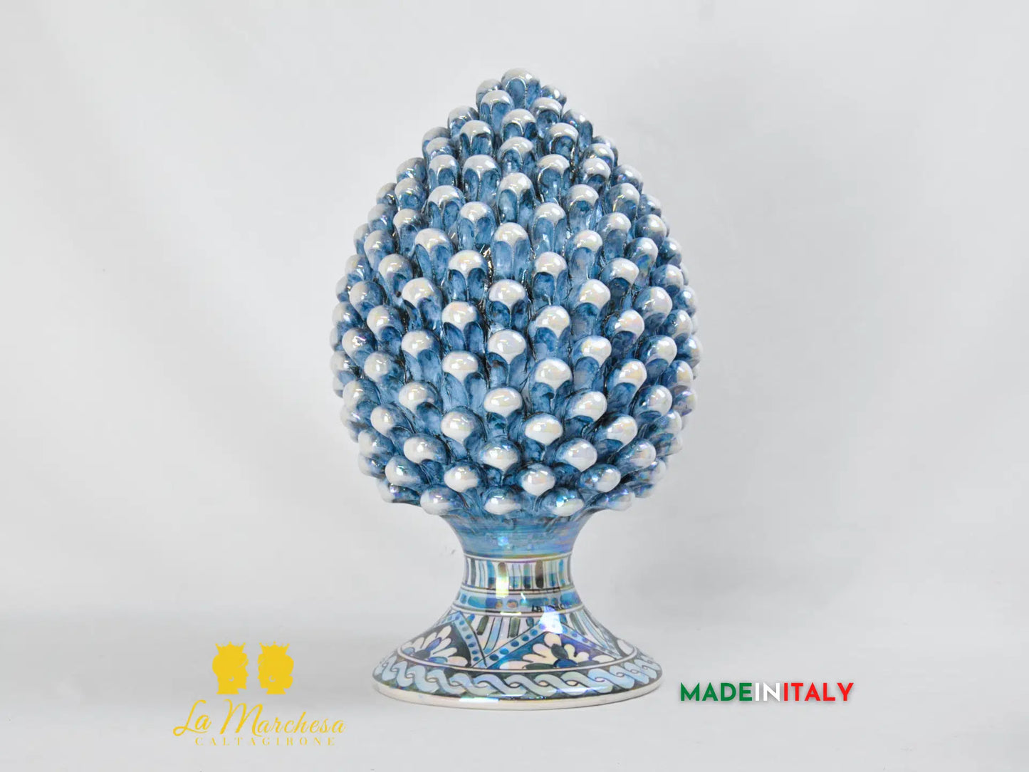 Pigna Ceramica di Caltagirone Celeste Madreperla - Varie Misure