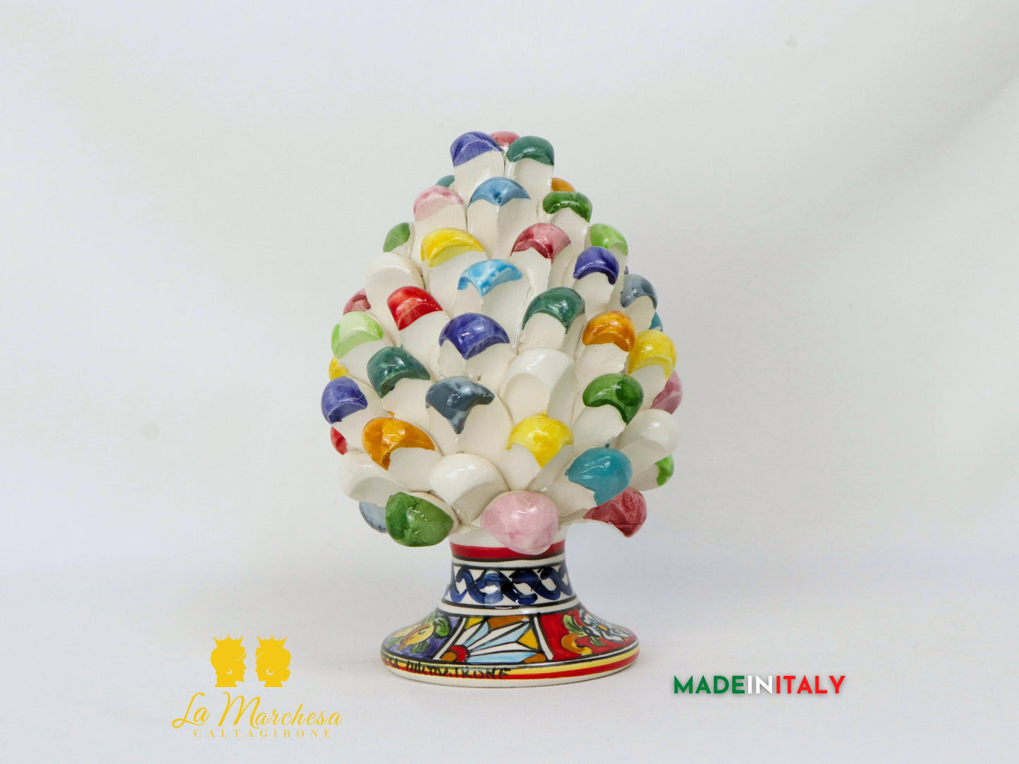 Pigna Siciliana in Ceramica di Caltagirone Chicchi Multicolore - Varie Misure