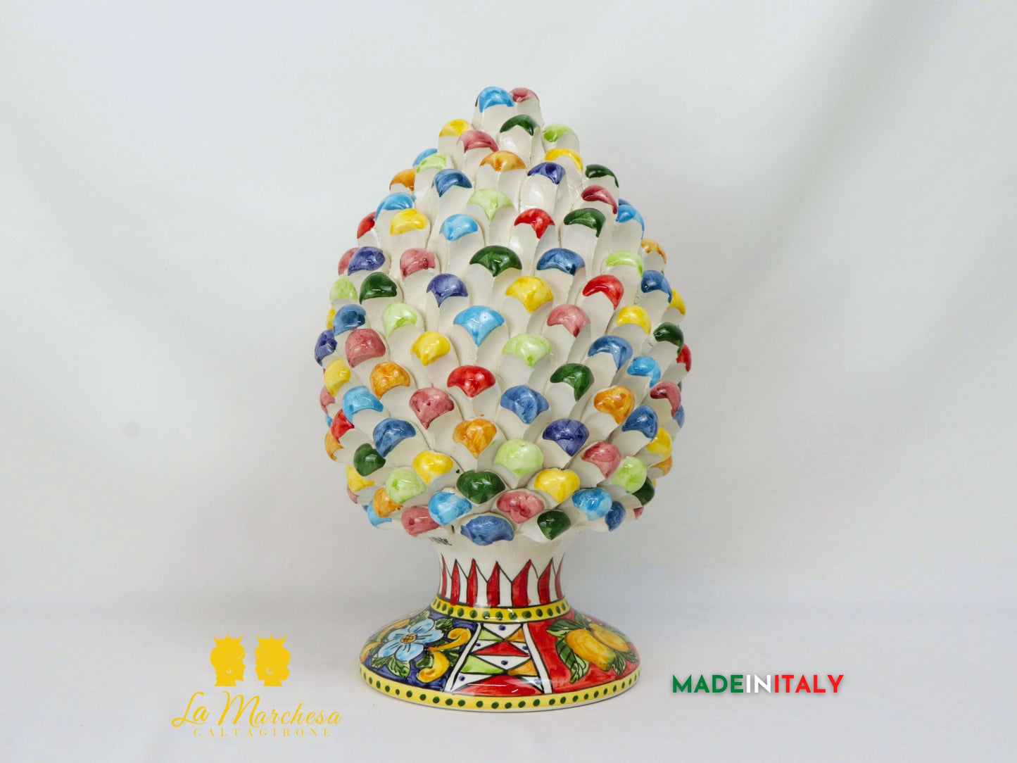 Pigna Siciliana in Ceramica di Caltagirone Chicchi Multicolore - Varie Misure