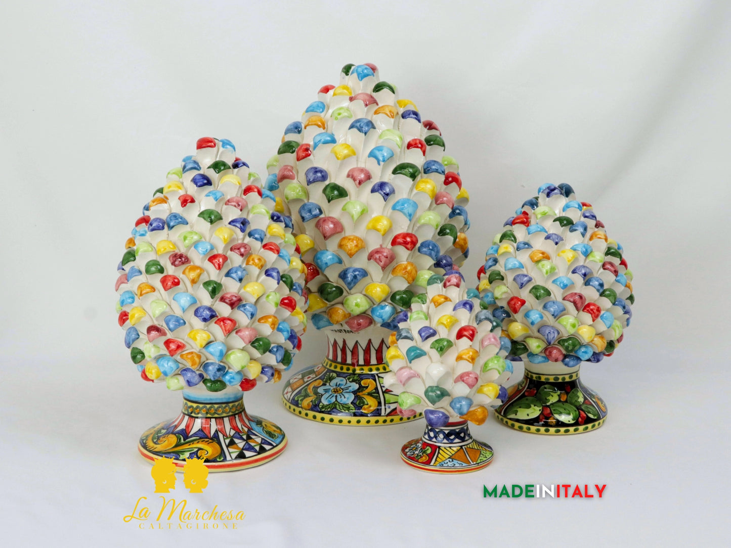 Pigna Siciliana in Ceramica di Caltagirone Chicchi Multicolore - Varie Misure
