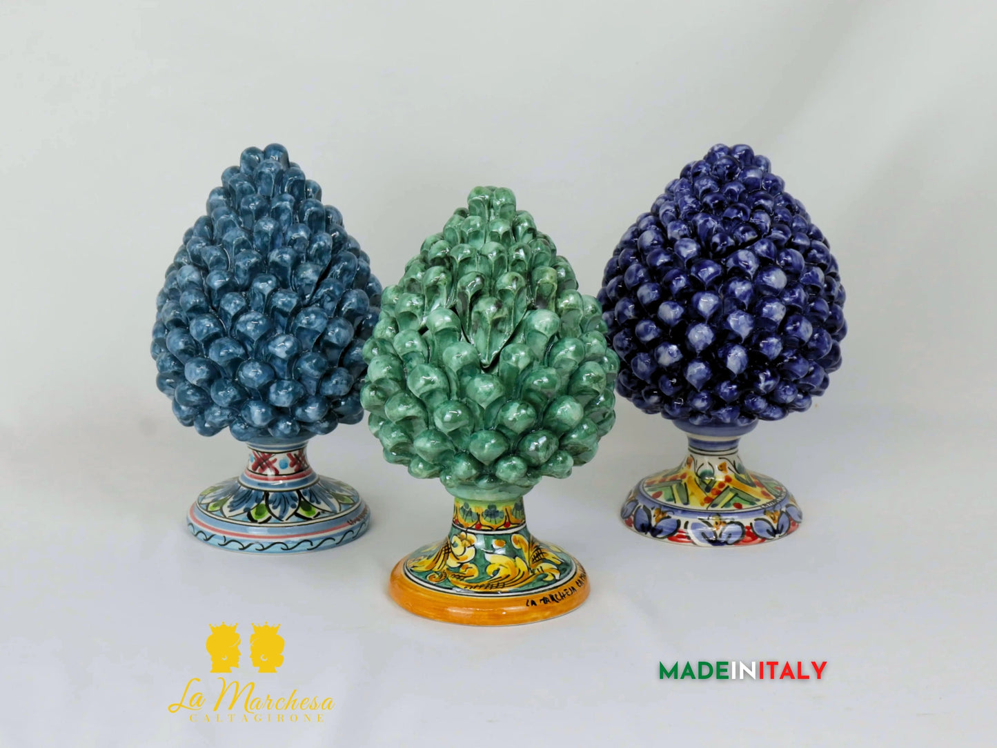 Pigna Siciliana Portagioie in Ceramica di Caltagirone 22cm - Vari Colori