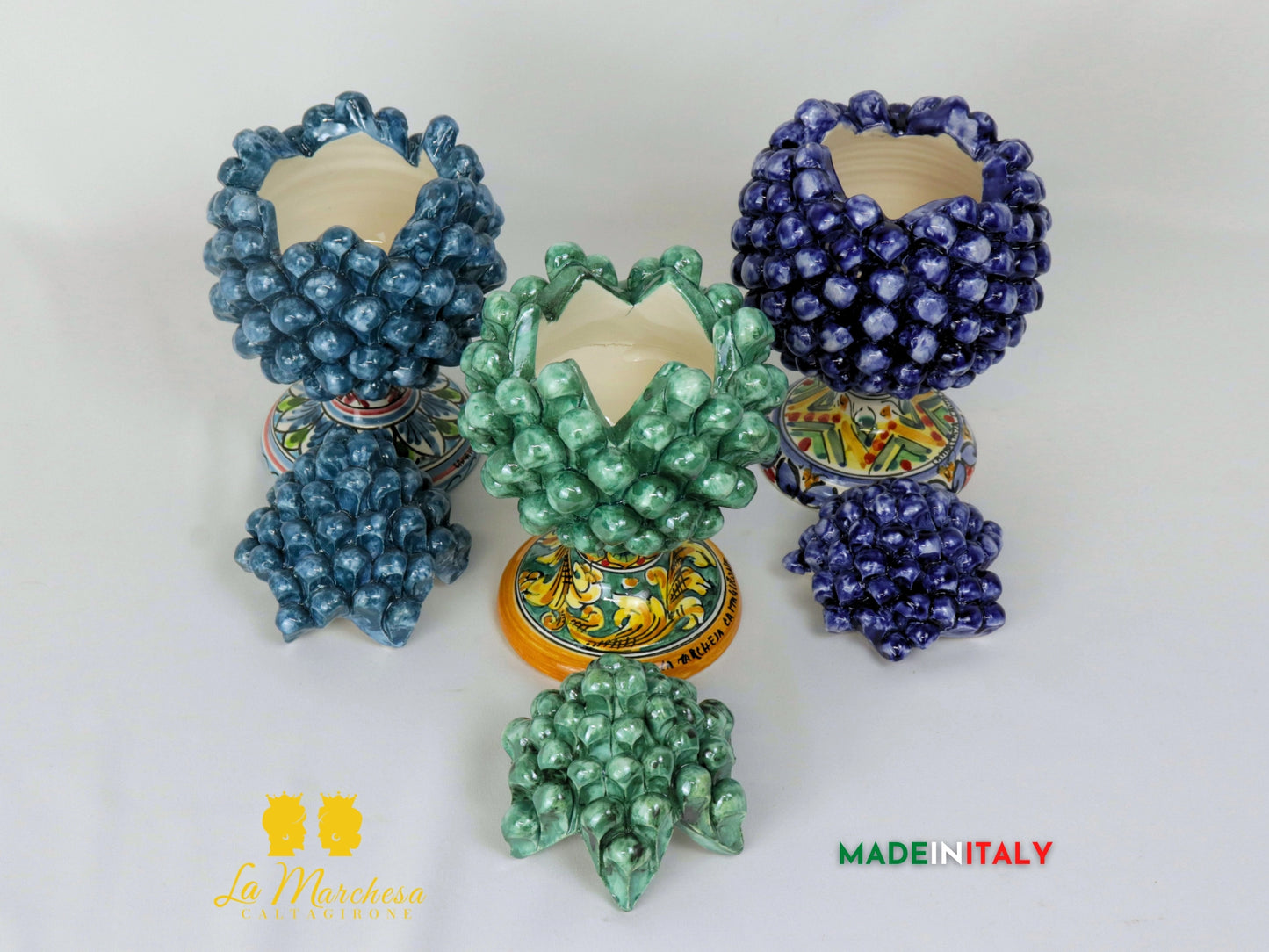 Pigna Siciliana Portagioie in Ceramica di Caltagirone 22cm - Vari Colori