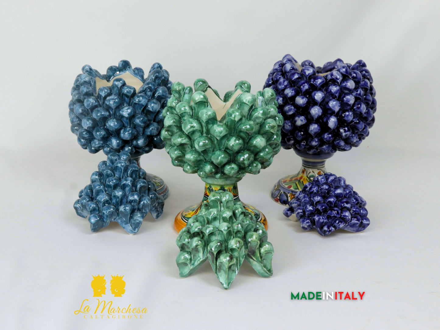 Pigna Siciliana Portagioie in Ceramica di Caltagirone 22cm - Vari Colori