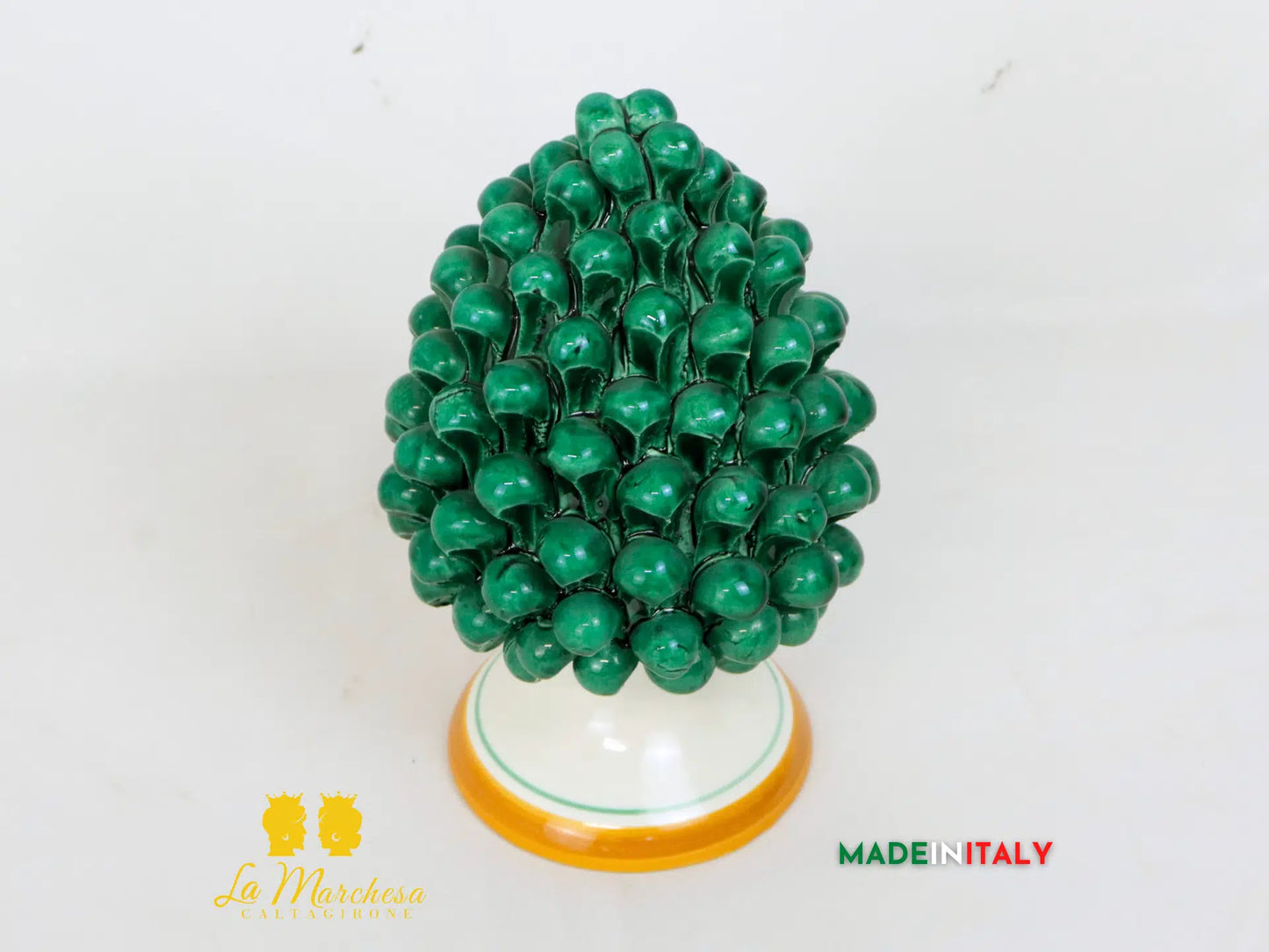 Pigna Siciliana Verde in Ceramica di Caltagirone 21cm
