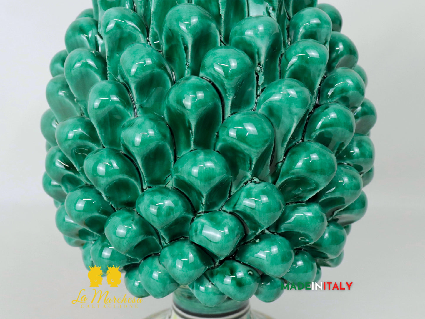 Pigna Siciliana in Ceramica di Caltagirone 26cm verde rame