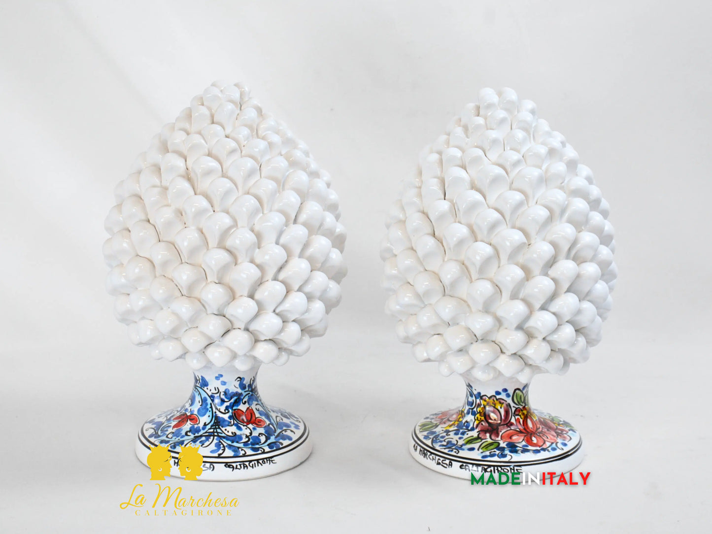 Pigna Bianco in Ceramica di Caltagirone 31cm - Vari Decori