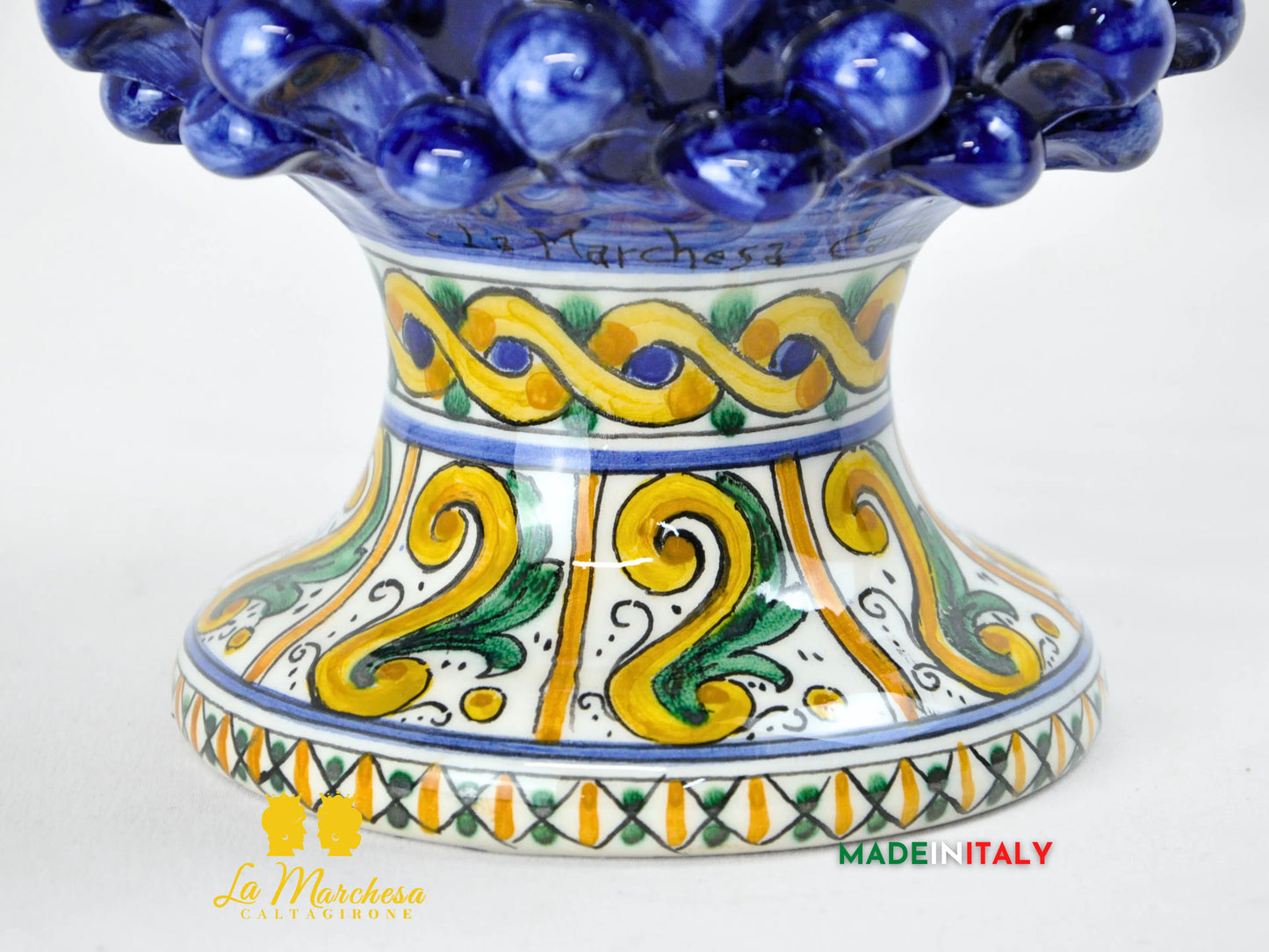 Pigna Siciliana Artigianale Blu Cobalto in Ceramica di Caltagirone 26 cm