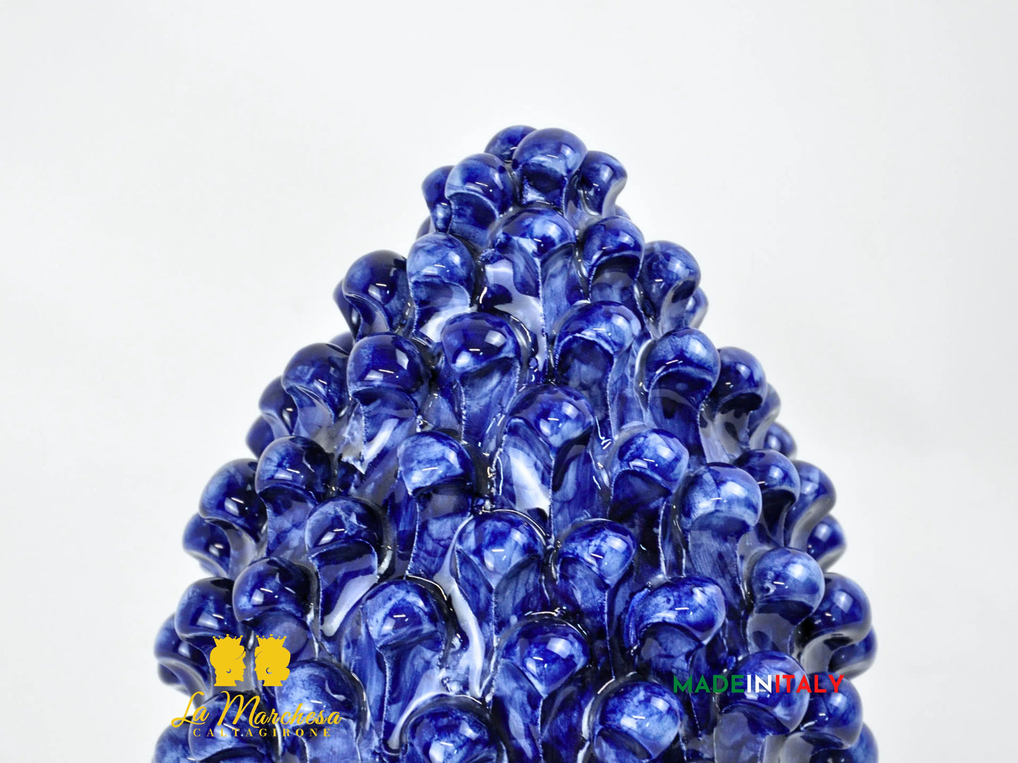 Pigna Siciliana Artigianale Blu Cobalto in Ceramica di Caltagirone 26 cm