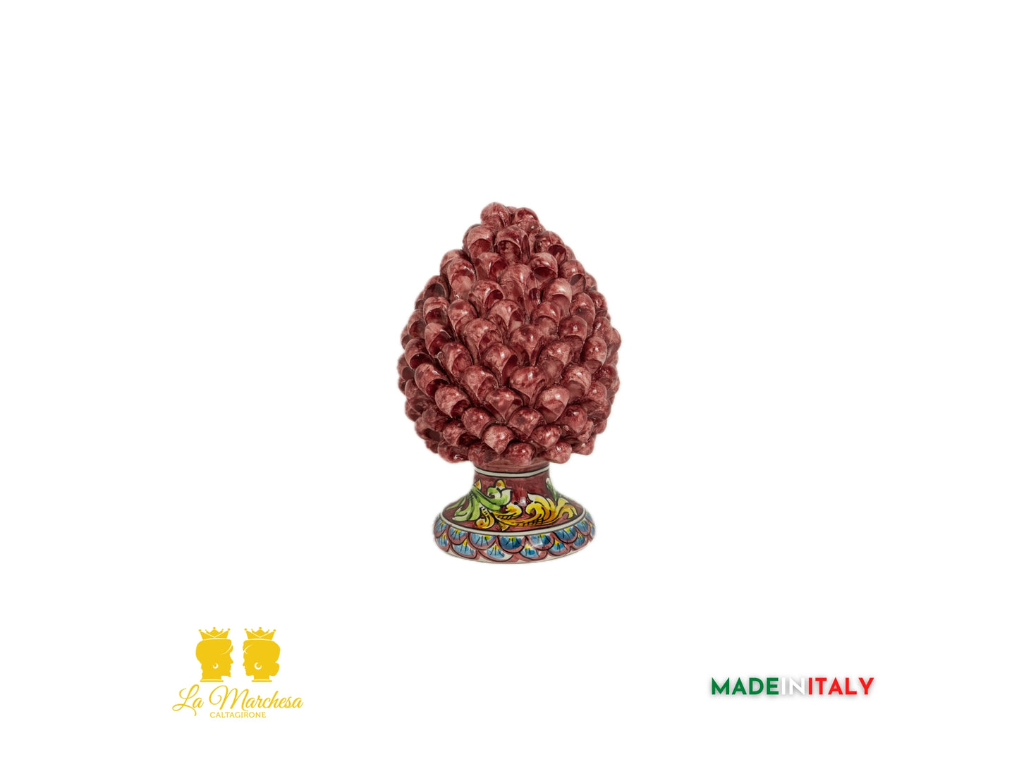Pigna Siciliana Ceramica di Caltagirone Bordeaux Ornato - Varie Misure