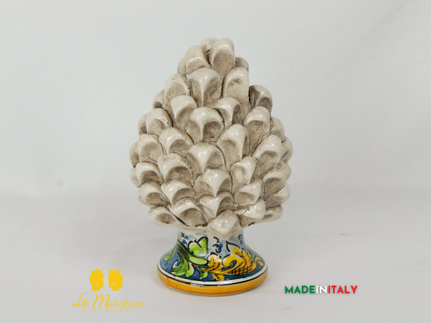 Pigna Siciliana Fumè in Ceramica di Caltagirone base ornato - Varie Misure