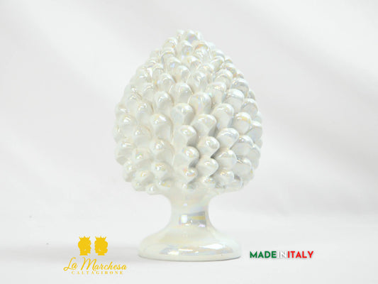 Pigna Siciliana Bianca Madreperla in Ceramica di Caltagirone 21cm