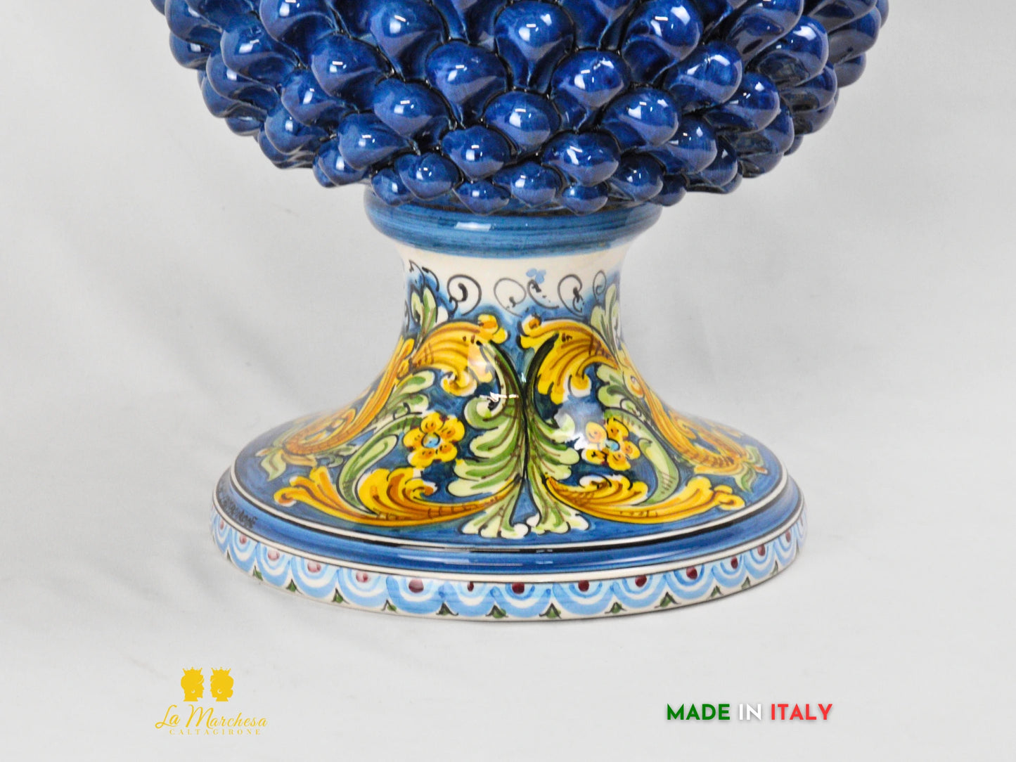 base scultura Siciliana in Ceramica di Caltagirone ornato barocco 52cm