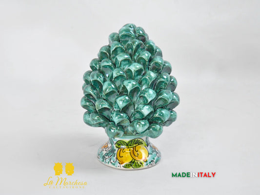 Pigna Siciliana in Ceramica di Caltagirone verde rame 600 17cm